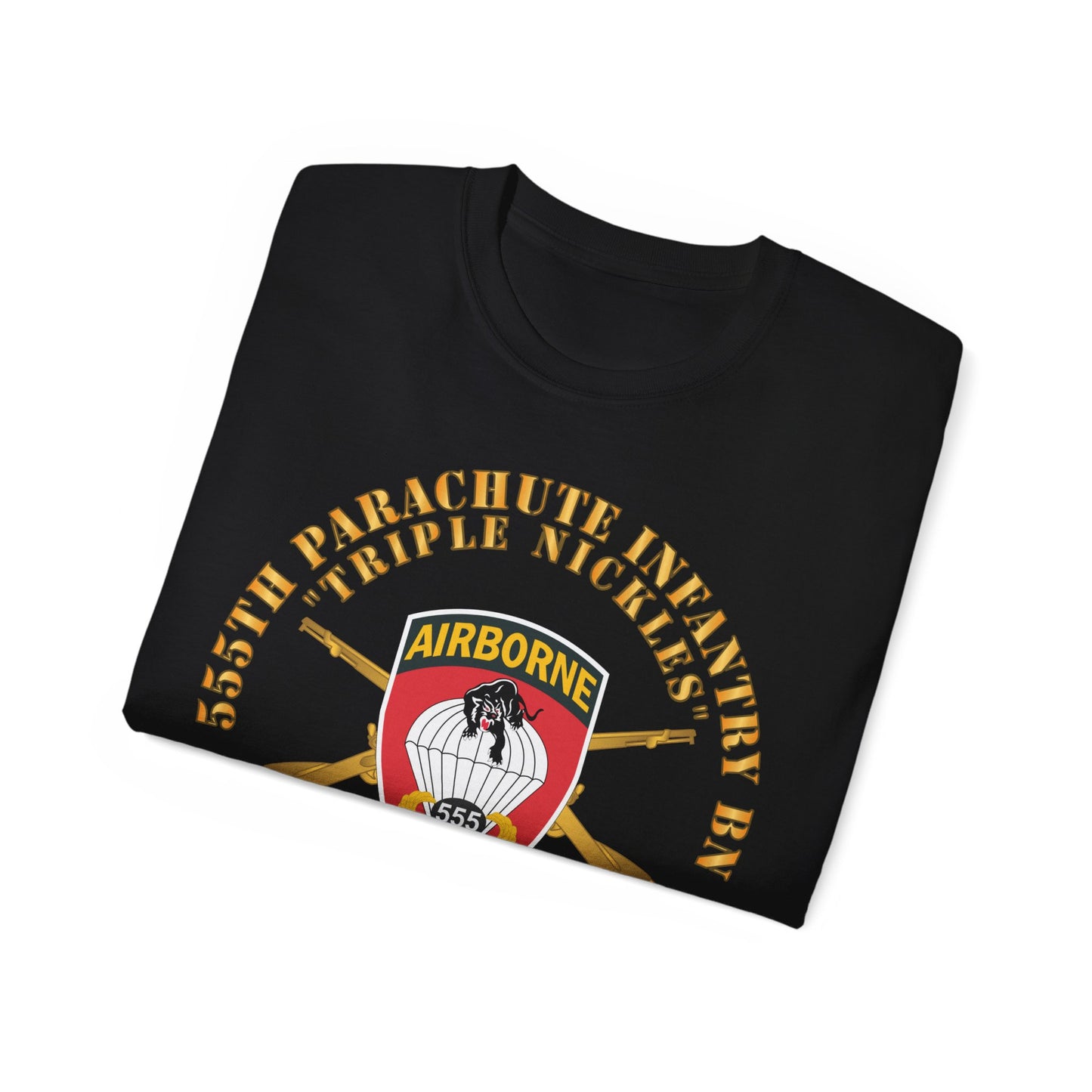 Unisex Ultra Cotton Tee - 555th Infantry Parachute Bn SSI - Triple Nickles - WWII w Infantry Branch