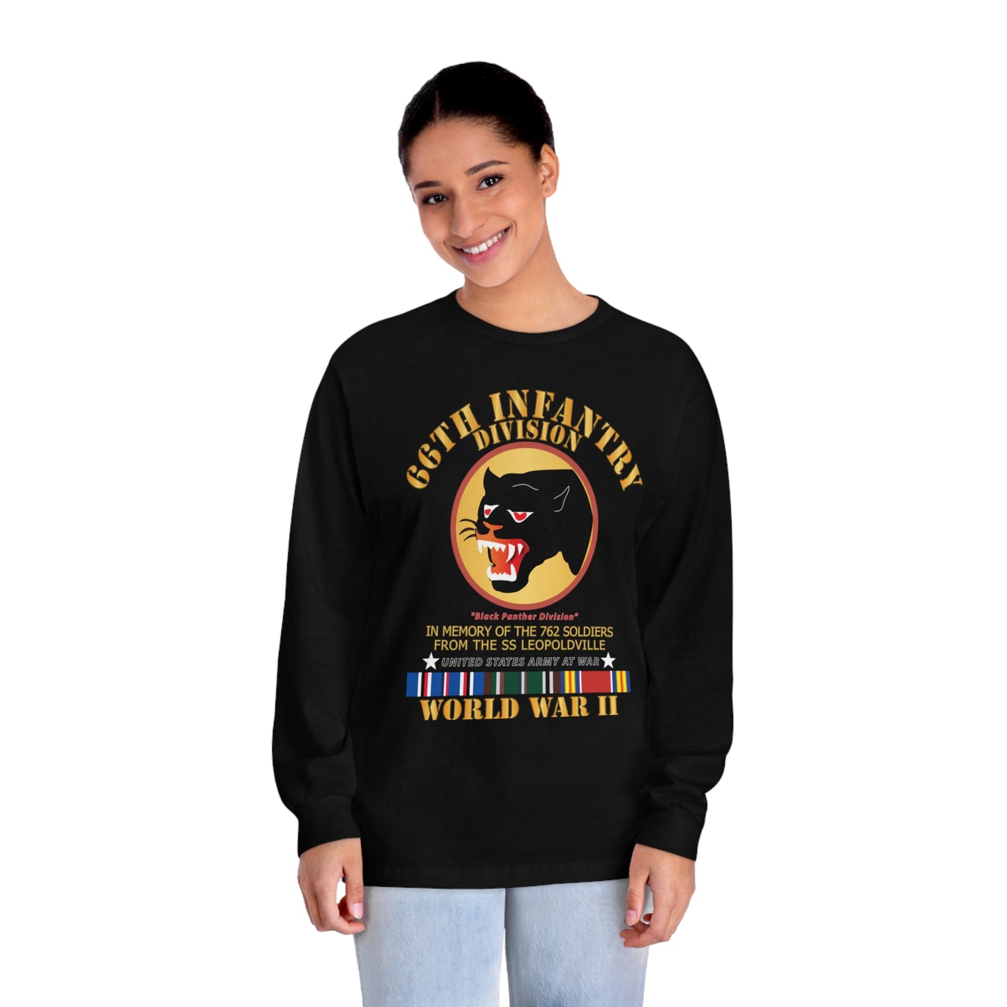 Unisex Classic Long Sleeve T-Shirt - Army - 66th Infantry Div - Black Panther Div - WWII w SS Leopoldville w eu svc v1