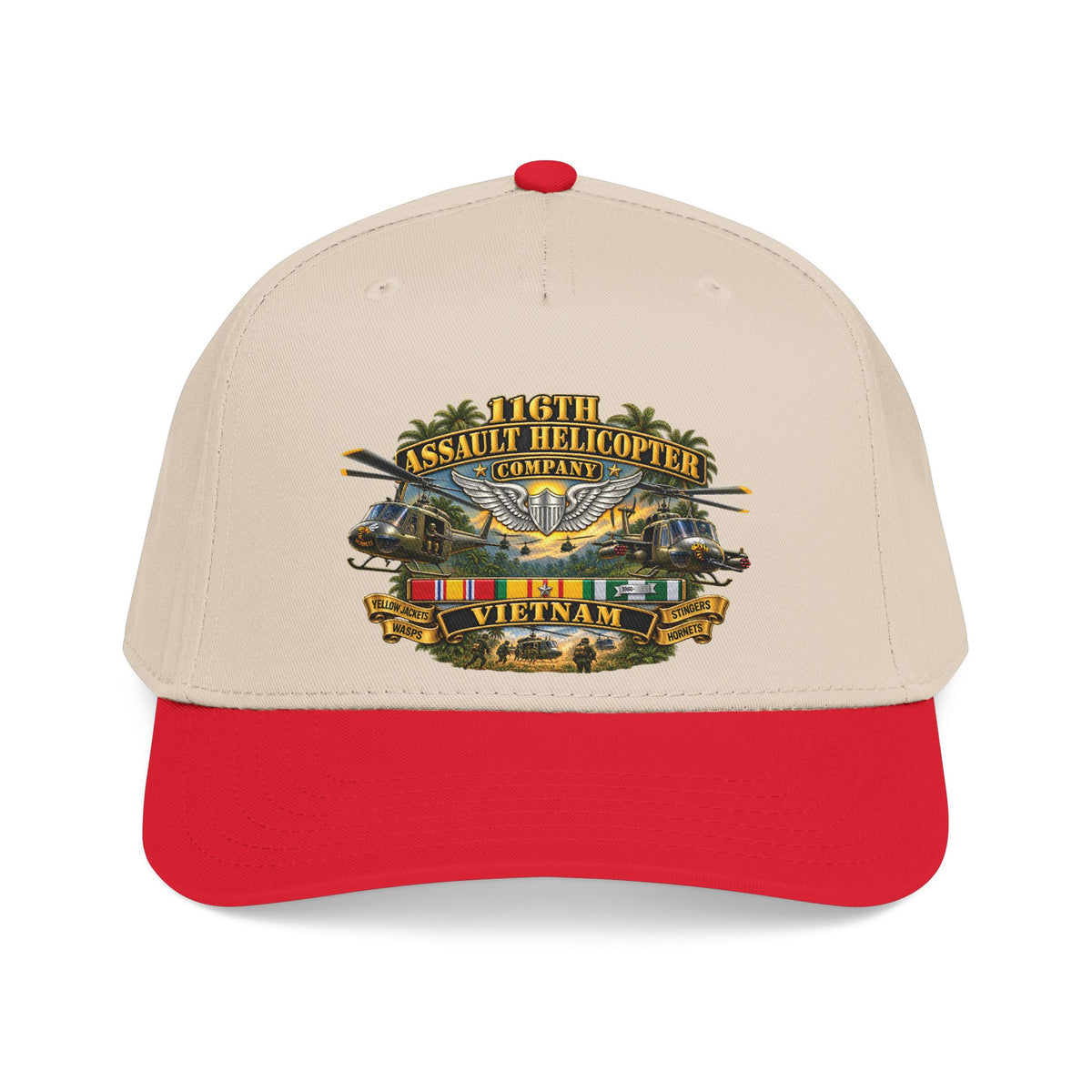Mid Profile Baseball Cap - Army - 116th Assault Helicopter Co w Aviator Badge w VN SVC - HORNETS - 3D - Enhanced
