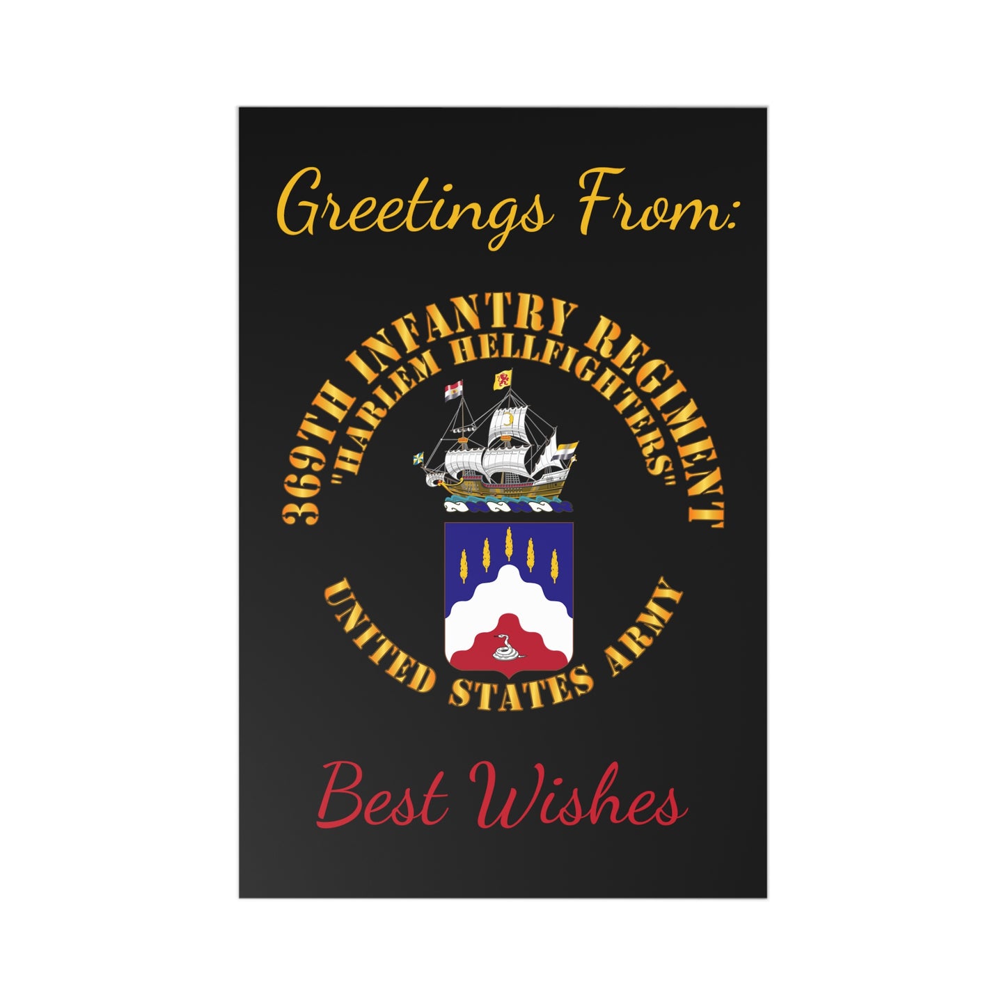 Postcards (7 pcs) - Greetings from: 369th Infantry Regiment  "Harlem Hellfighters" - Best Wishes