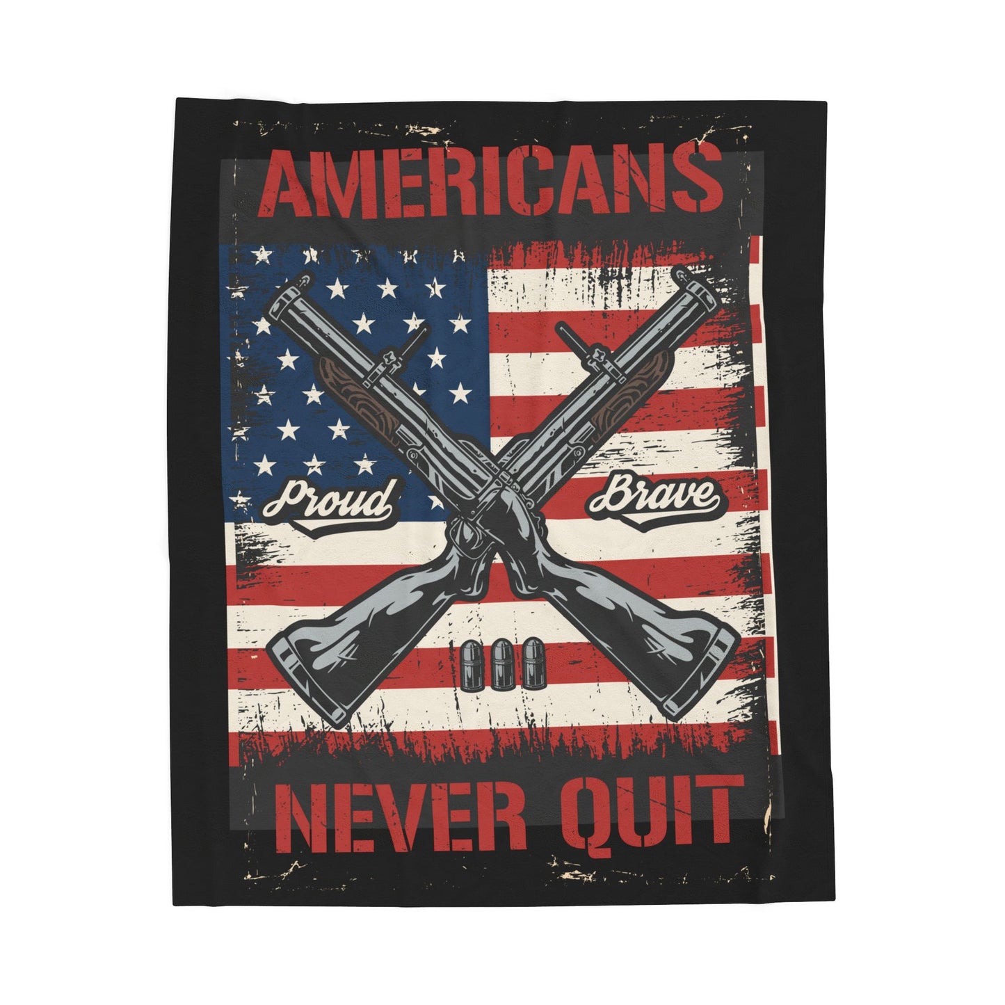 Velveteen Plush Blanket - Americans Never Quit