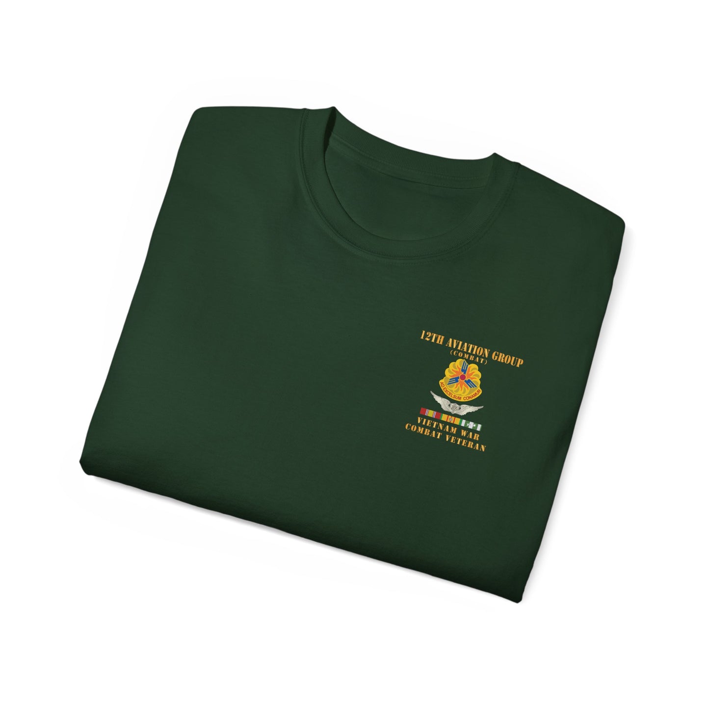 Unisex Ultra Cotton Tee - Army - 12th  AVN Group, Combat -  DUI - Aircrew, Vietnam War - Veteran VN SVC X 300