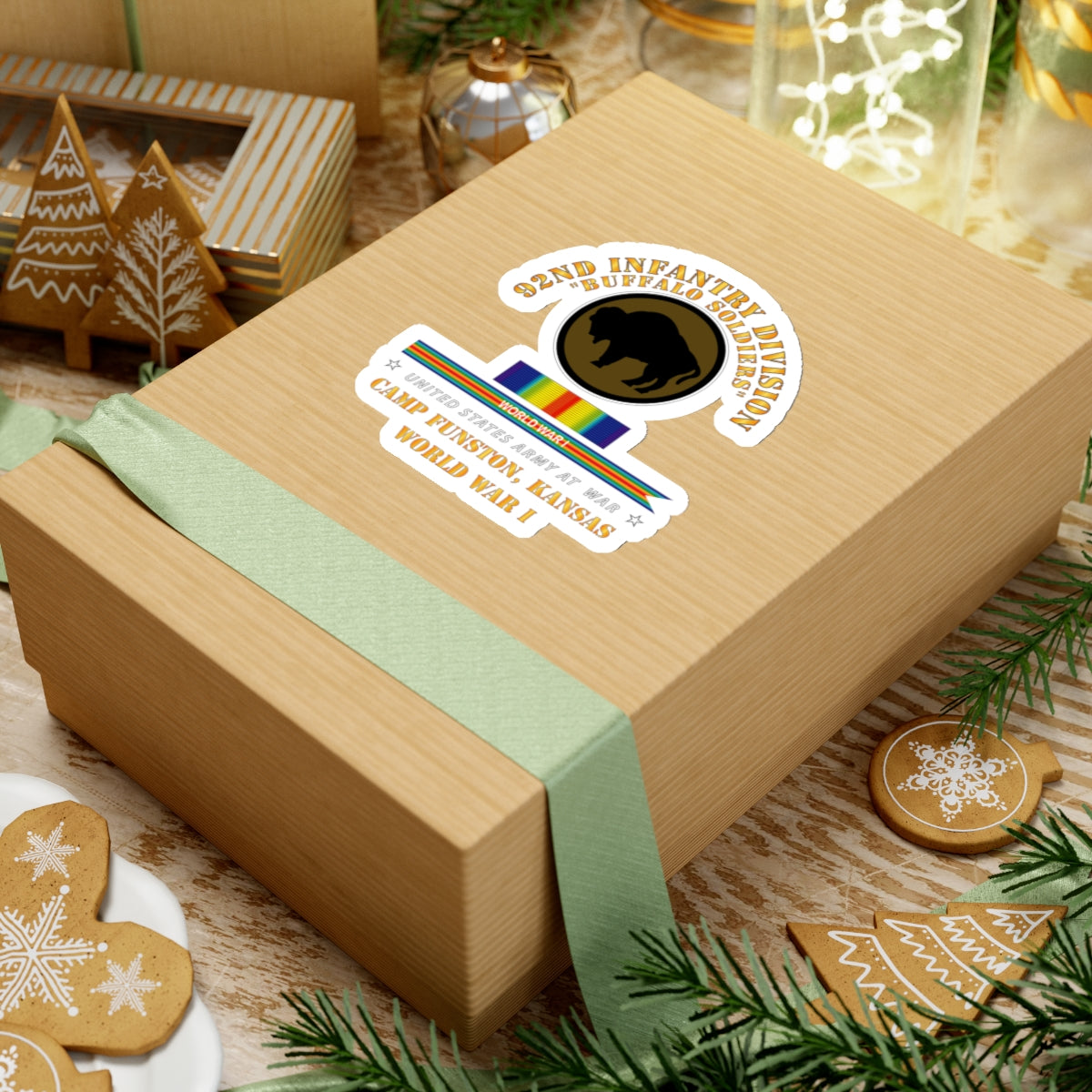 Kiss-Cut Stickers - Army - 92nd Infantry Division - Buffalo Soldiers - Camp Funston Ks - WWI