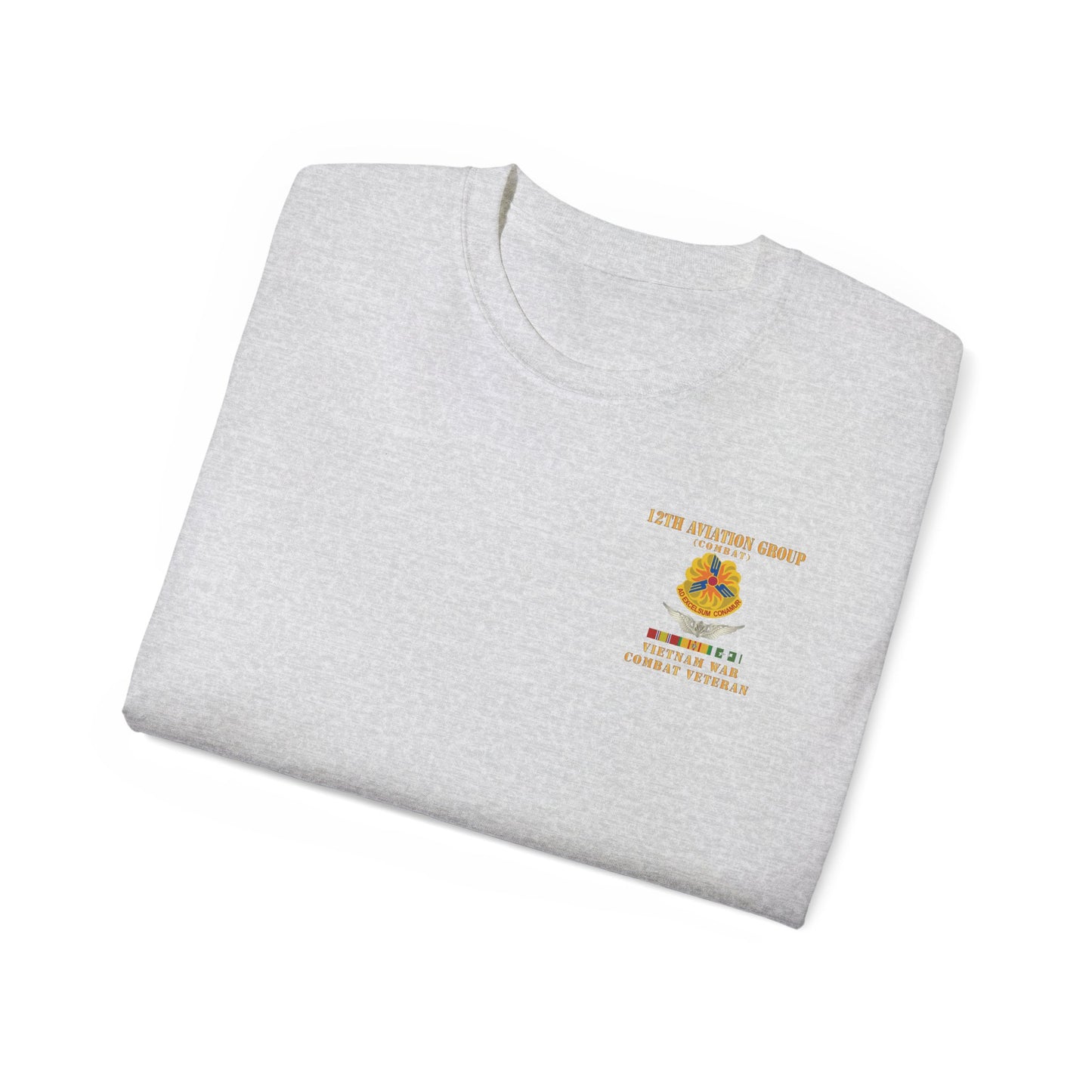 Unisex Ultra Cotton Tee - Army - 12th  AVN Group, Combat -  DUI - Aircrew, Vietnam War - Veteran VN SVC X 300