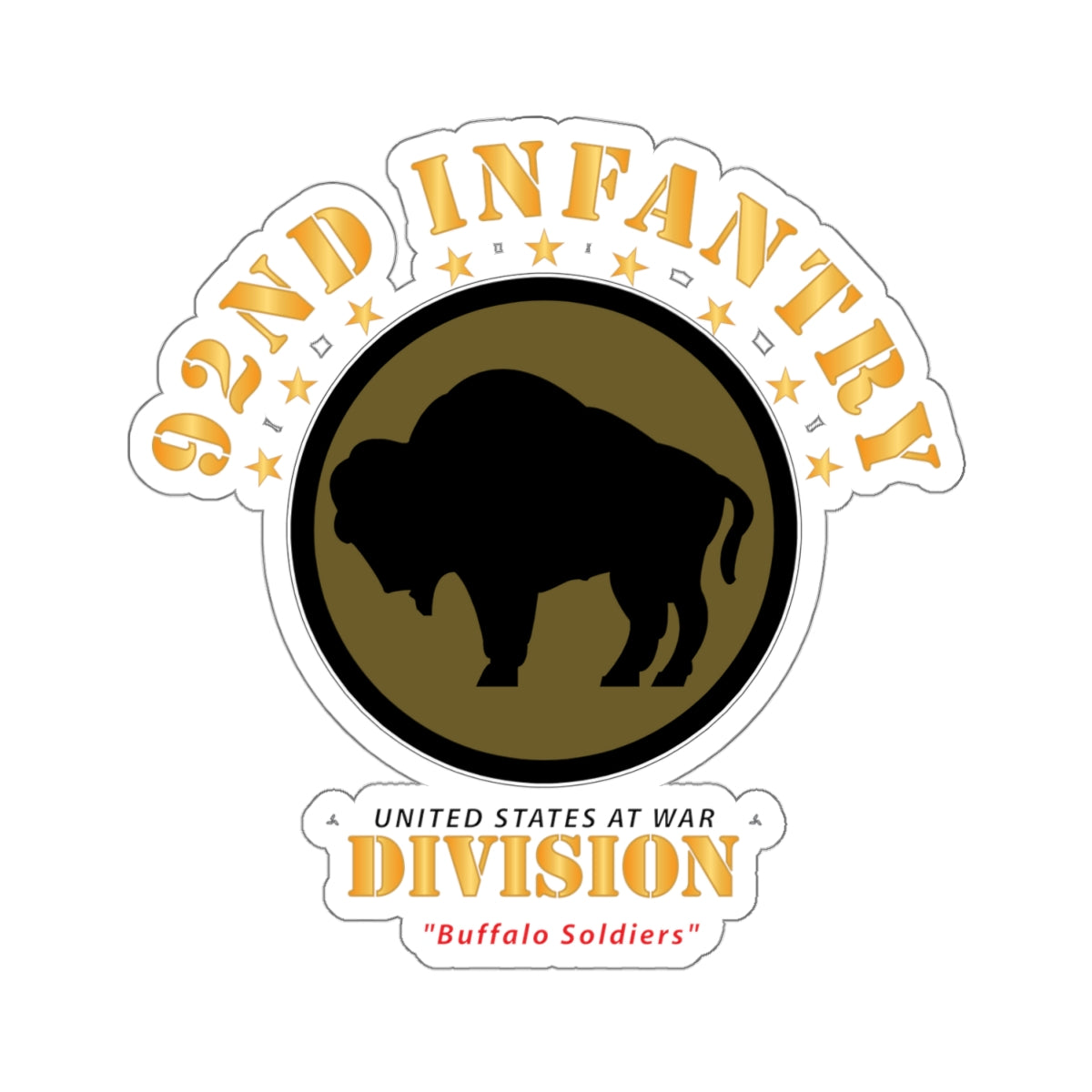 Kiss-Cut Stickers - Army - 92nd Infantry Division - Buffalo Soldiers X 300