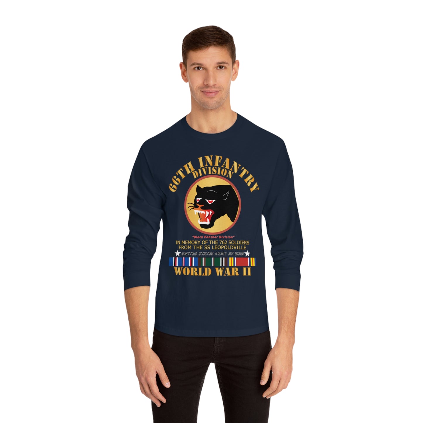 Unisex Classic Long Sleeve T-Shirt - Army - 66th Infantry Div - Black Panther Div - WWII w SS Leopoldville w eu svc v1