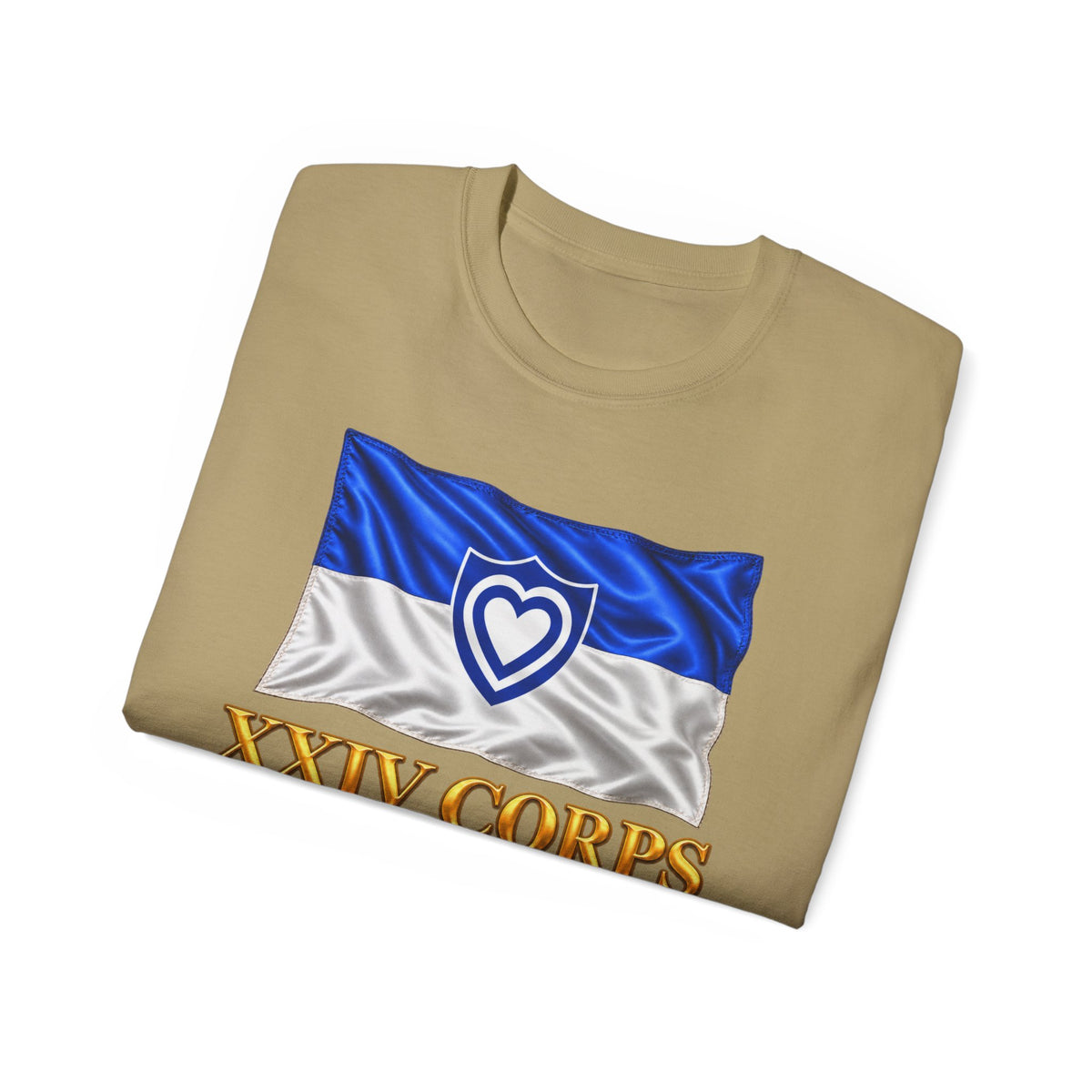 Unisex Ultra Cotton Tee - Army - XXIV Corps Flag - Waving - Ribbons - Vietnam War - 3D - Transparent