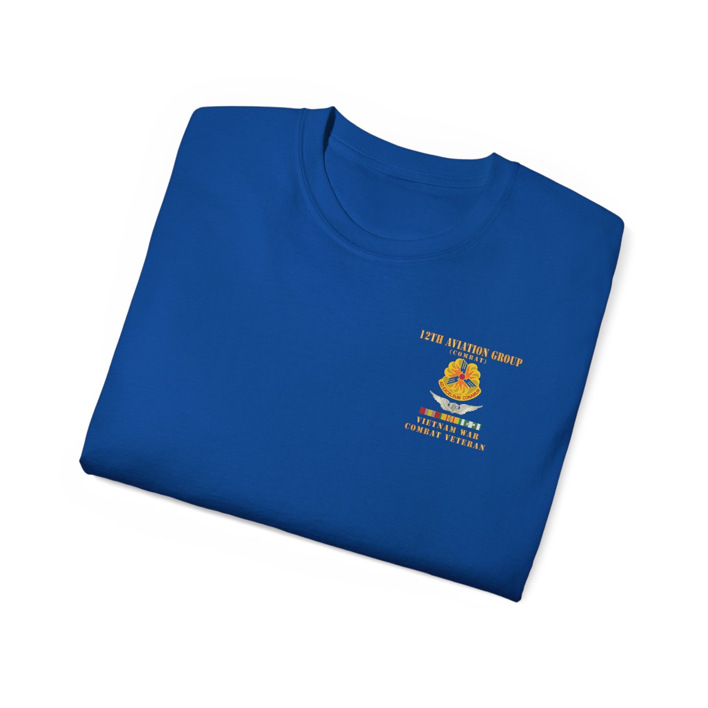 Unisex Ultra Cotton Tee - Army - 12th  AVN Group, Combat -  DUI - Aircrew, Vietnam War - Veteran VN SVC X 300