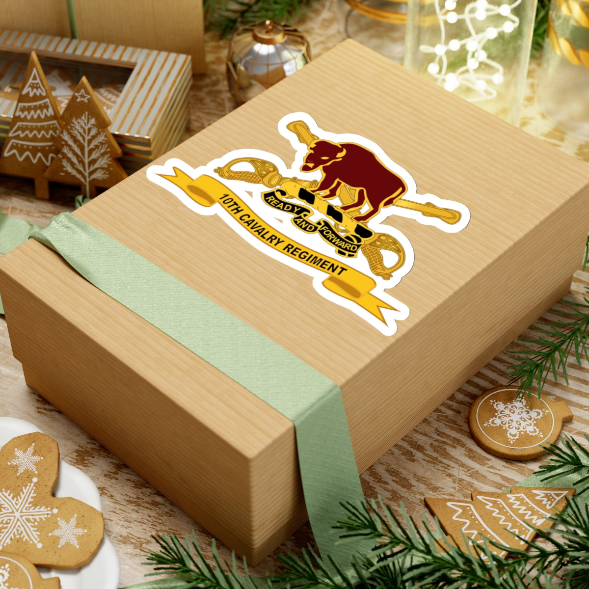 Kiss-Cut Stickers - 10th Cavalry Regiment w Br - Ribbon