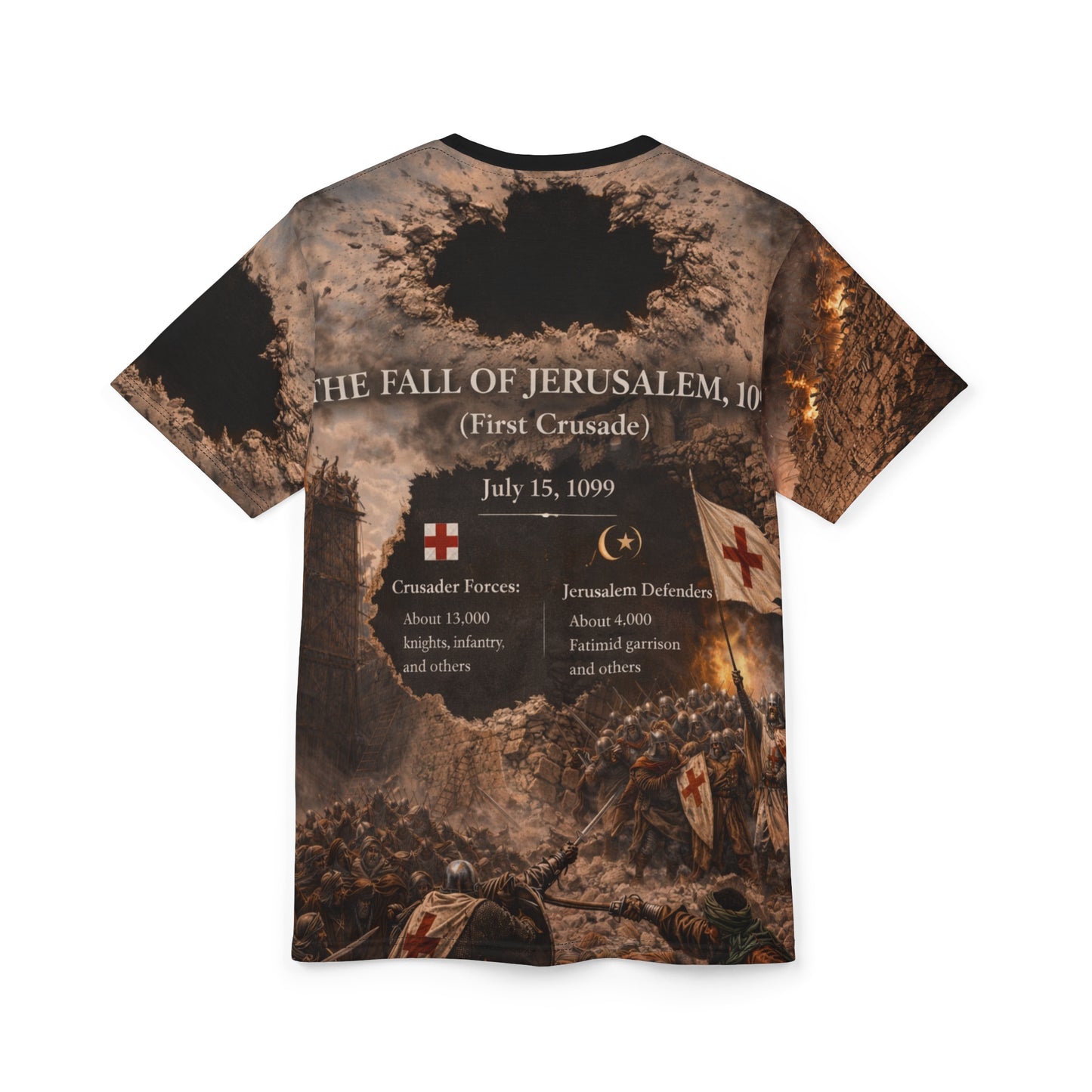 All-Over Print Tee — "The Fall of Jerusalem 1099" First Crusade Design