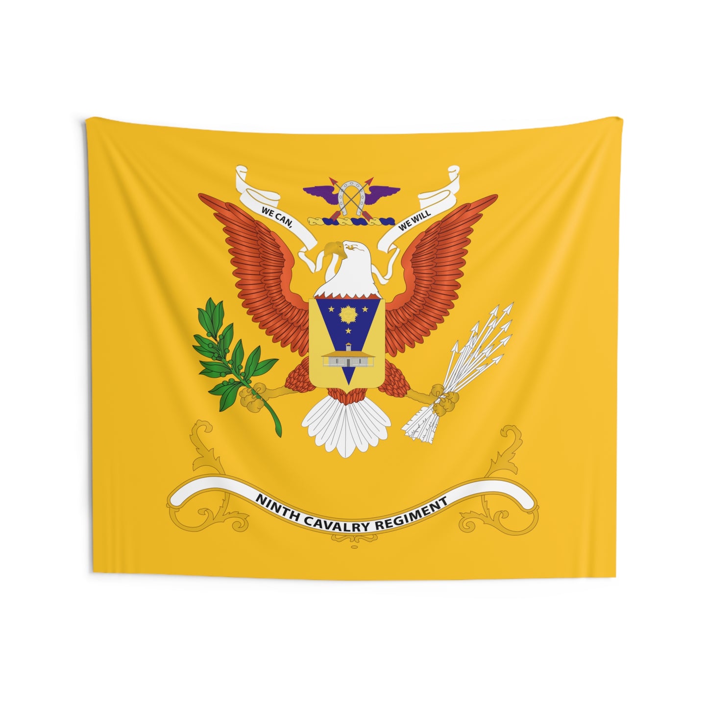 Indoor Wall Tapestries - 9th Cavalry Regiment - We Can, We Will - Regimental Colors Tapestry