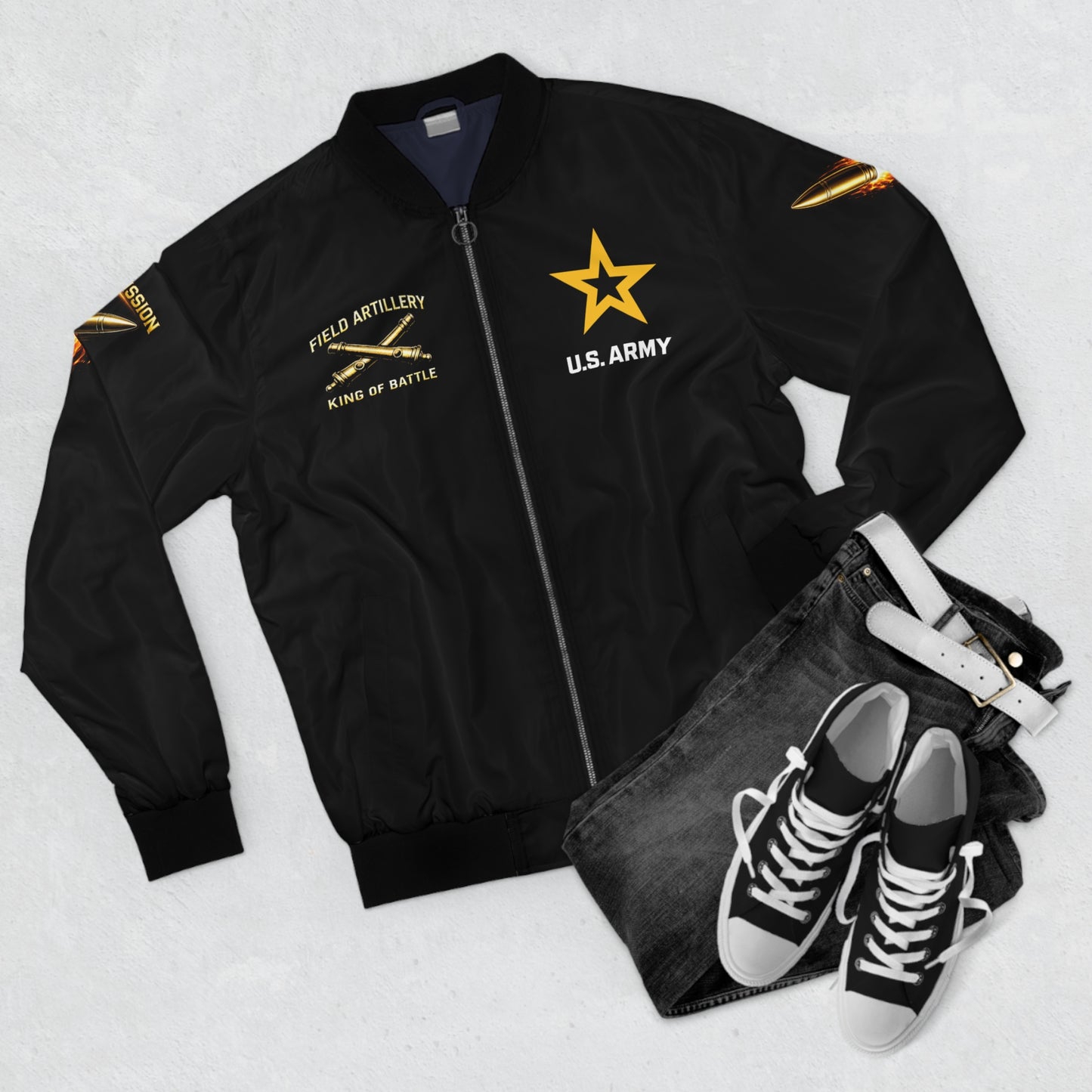 U.S. Army 'King of Battle' Bomber Jacket – 155mm Howitzer Field Artillery Military Jacket "King of Battle" Series