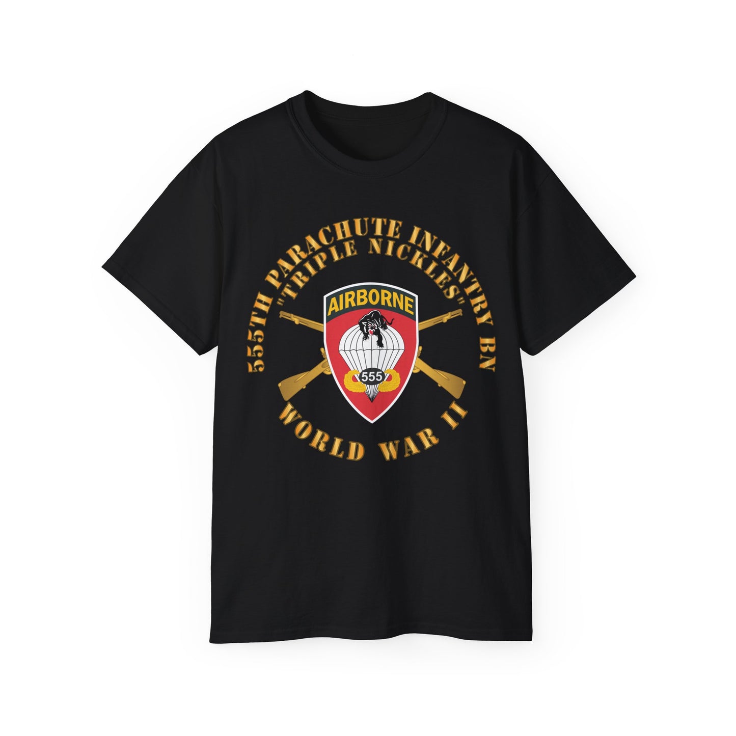 Unisex Ultra Cotton Tee - 555th Infantry Parachute Bn SSI - Triple Nickles - WWII w Infantry Branch