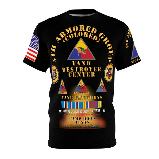 Unisex All Over Print -  5th Armored Group (Colored) -  Camp Hood, TX - Tank Destroyer Center with Unit Crest and Patches - Born of War