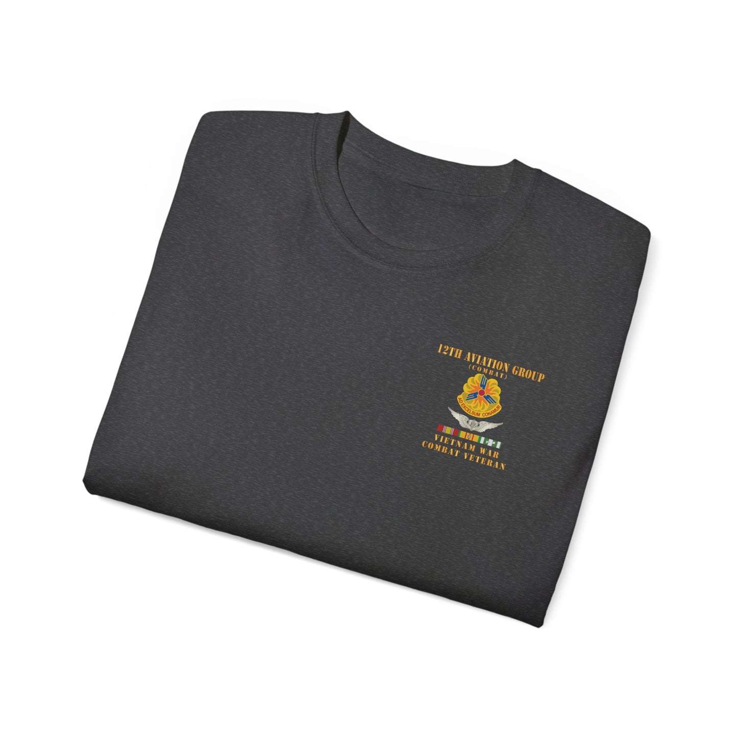 Unisex Ultra Cotton Tee - Army - 12th  AVN Group, Combat -  DUI - Aircrew, Vietnam War - Veteran VN SVC X 300
