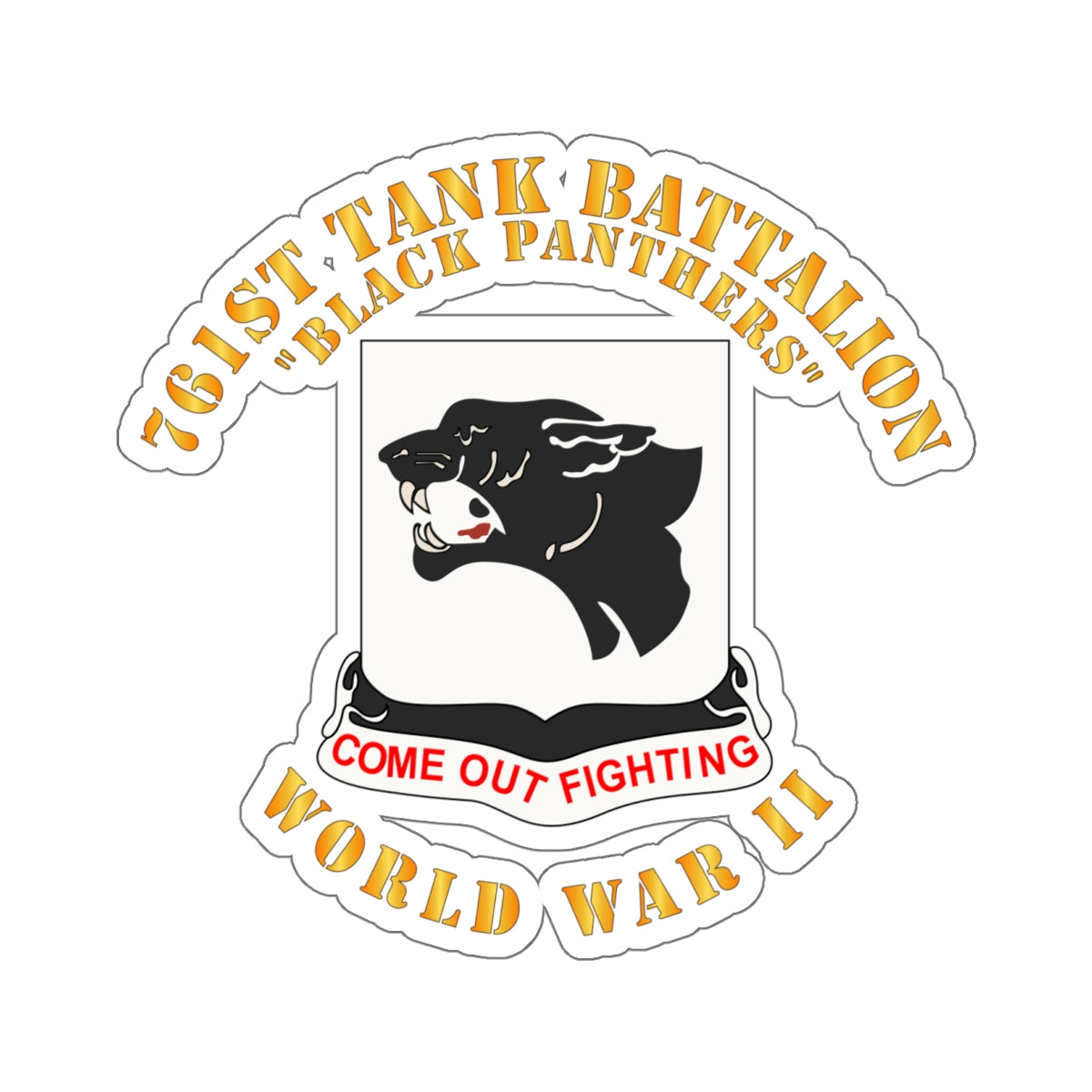 Kiss-Cut Stickers - Army - 761st Tank Battalion - Black Panthers - WWII