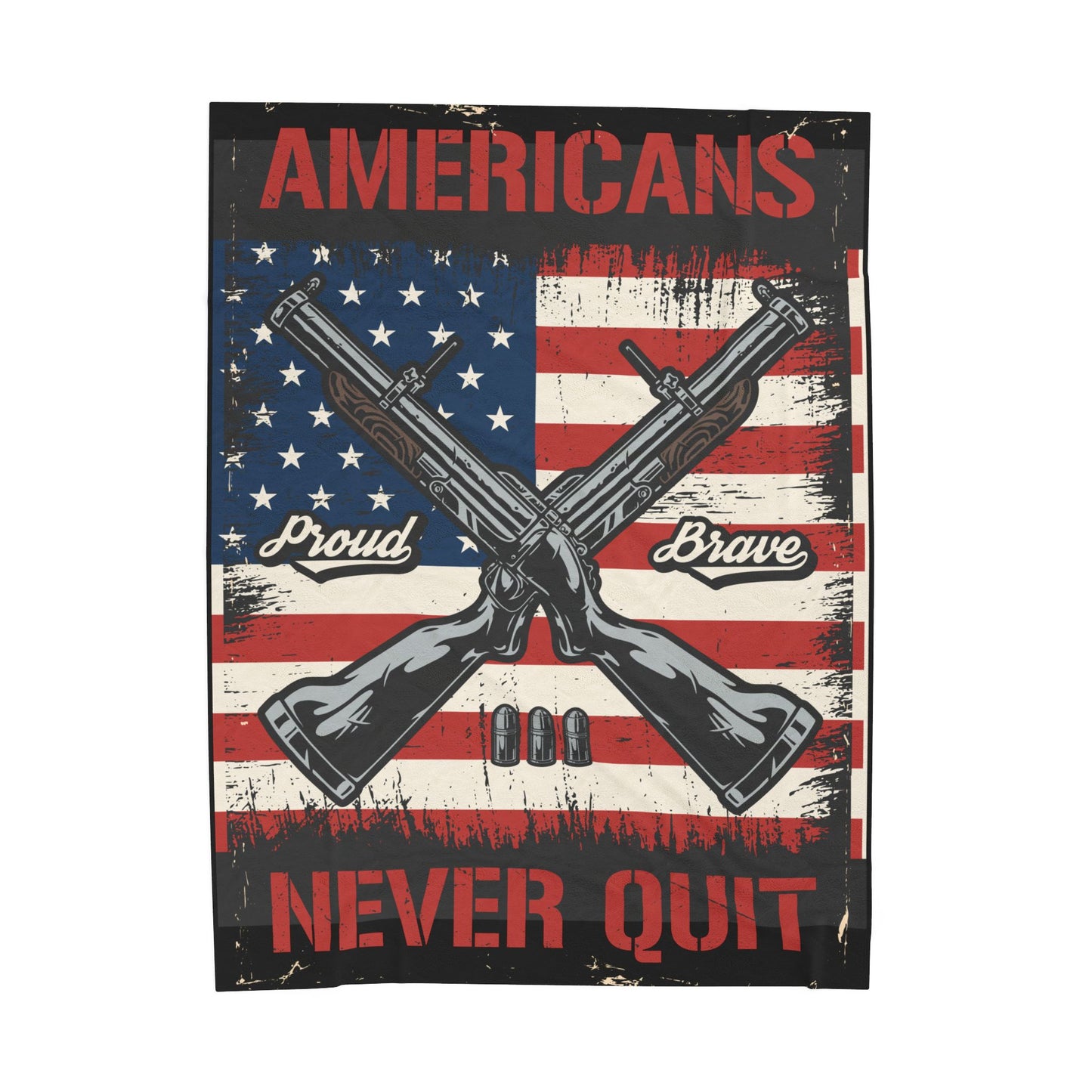 Velveteen Plush Blanket - Americans Never Quit