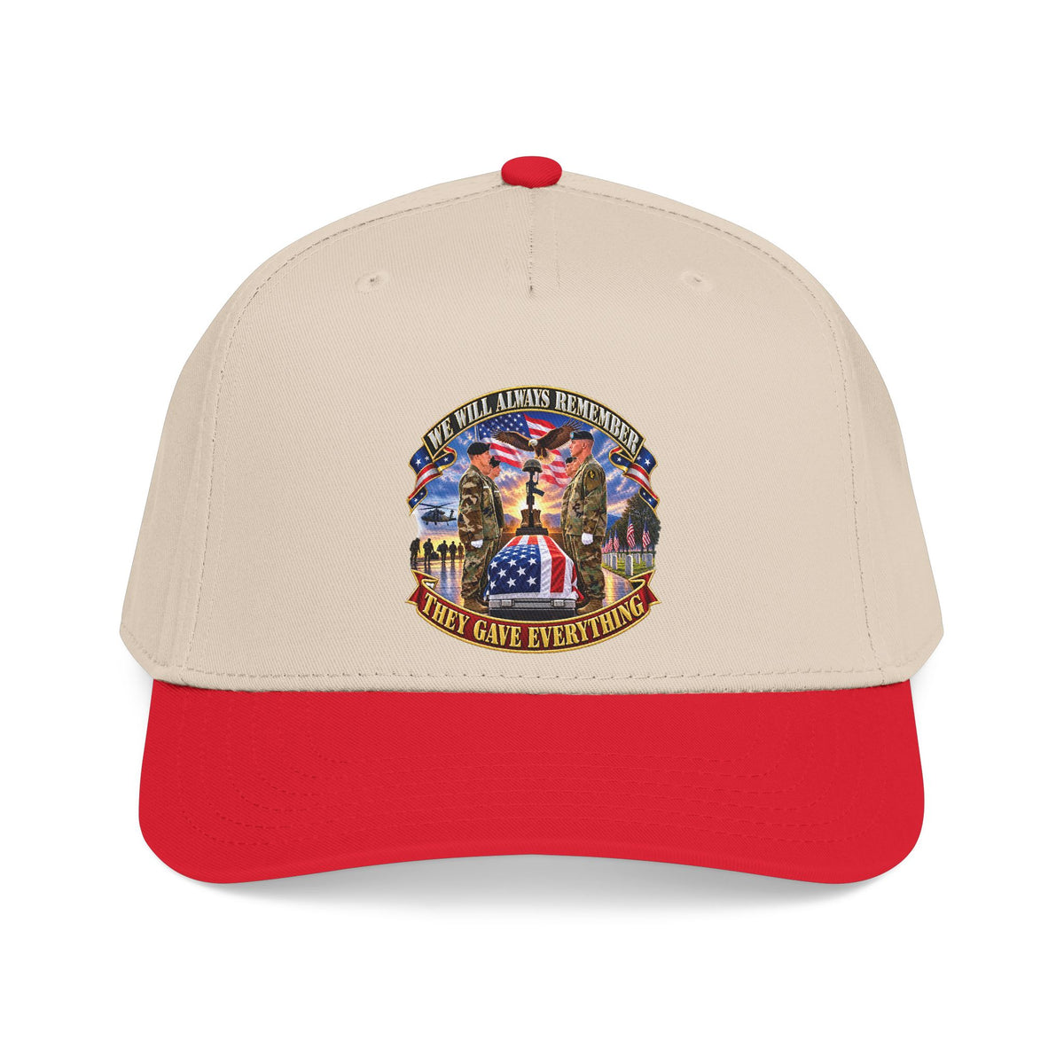 Mid Profile Baseball Cap - Emblem - We Will Always Remember - They Gave Everything - 3D - Enhanced