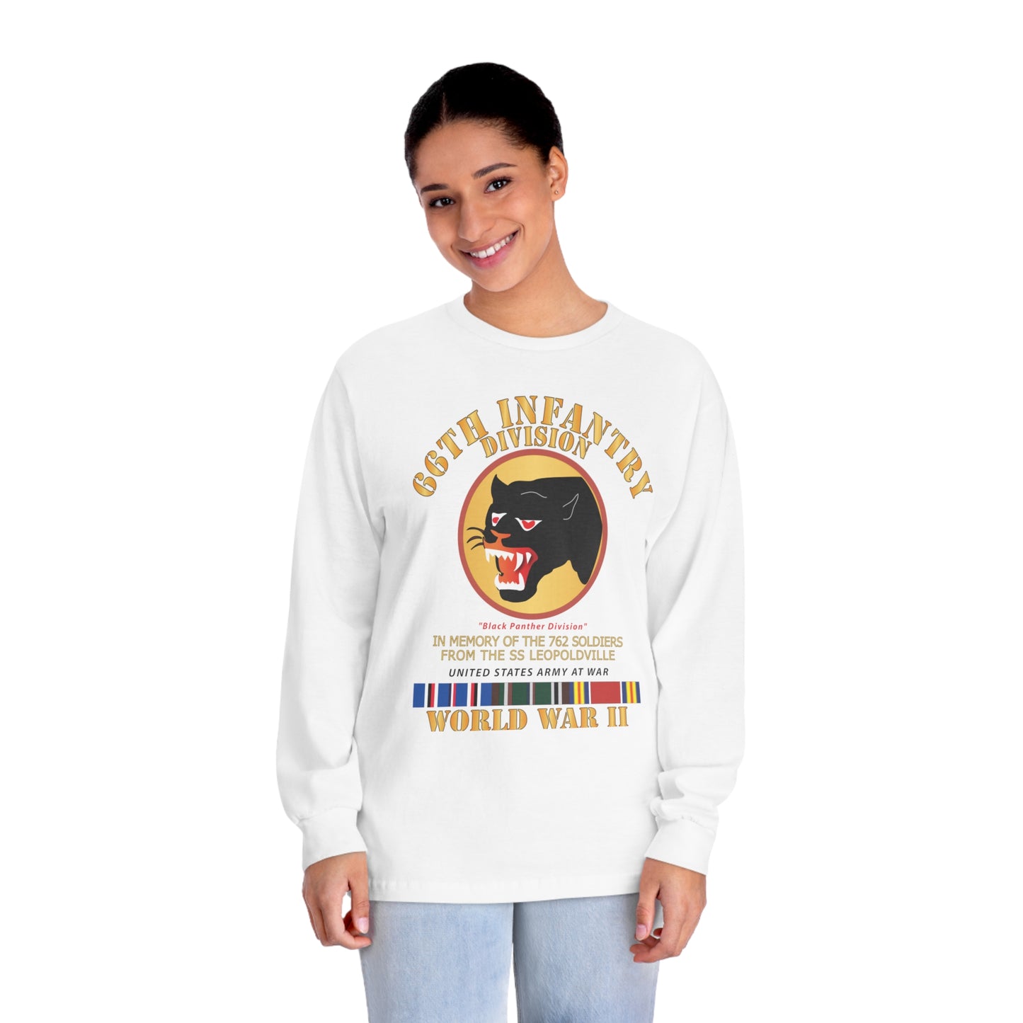 Unisex Classic Long Sleeve T-Shirt - Army - 66th Infantry Div - Black Panther Div - WWII w SS Leopoldville w eu svc v1