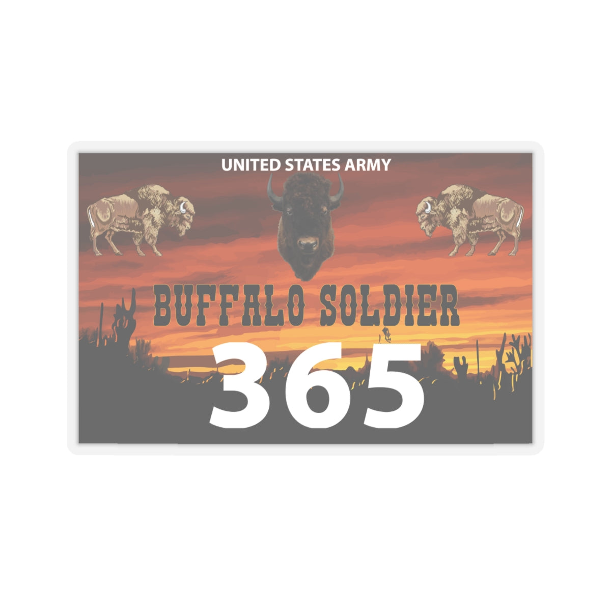 Kiss-Cut Stickers - US Army - Buffalo Soldier - 365 w Buffalo Head Center X 300