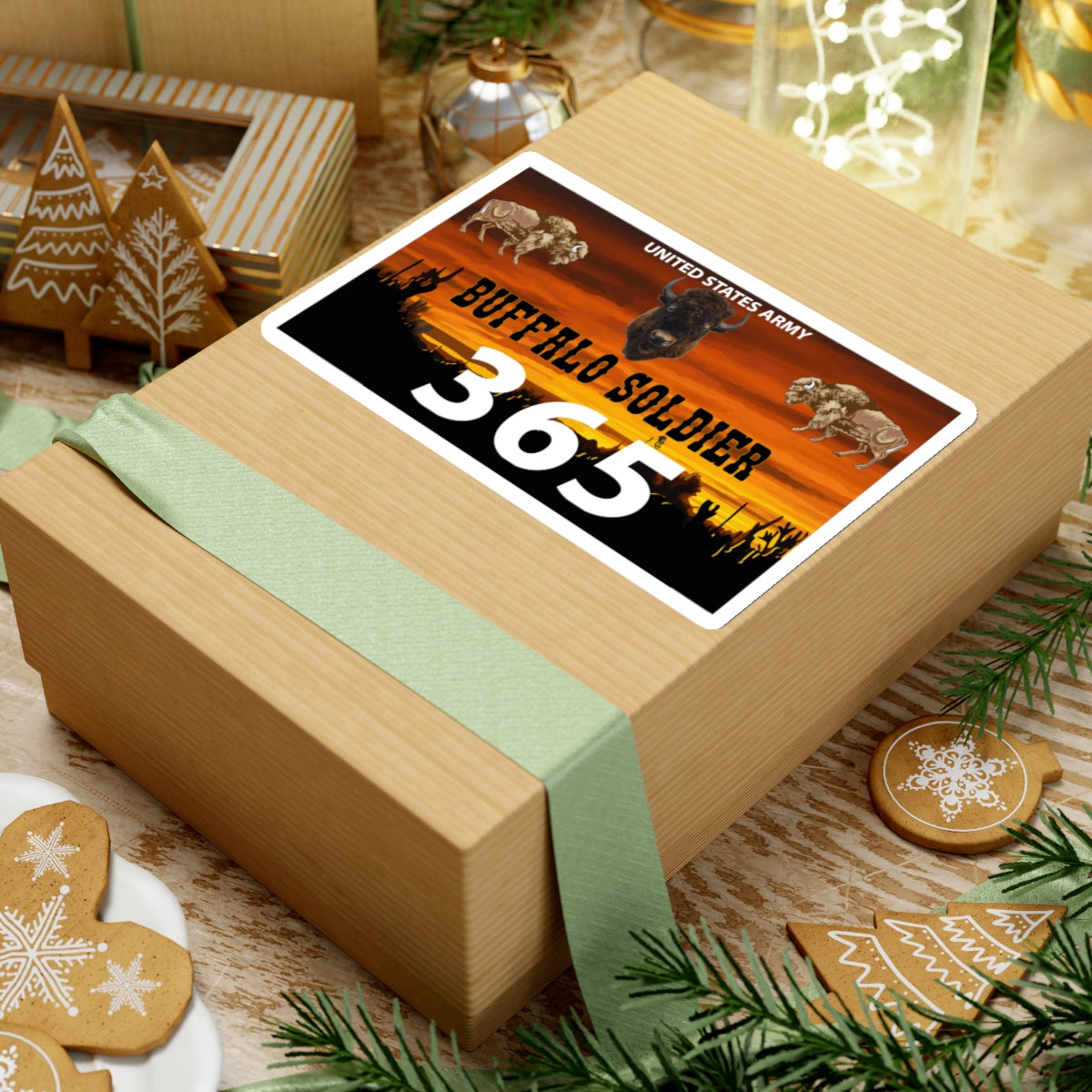 Kiss-Cut Stickers - US Army - Buffalo Soldier - 365 w Buffalo Head Center X 300