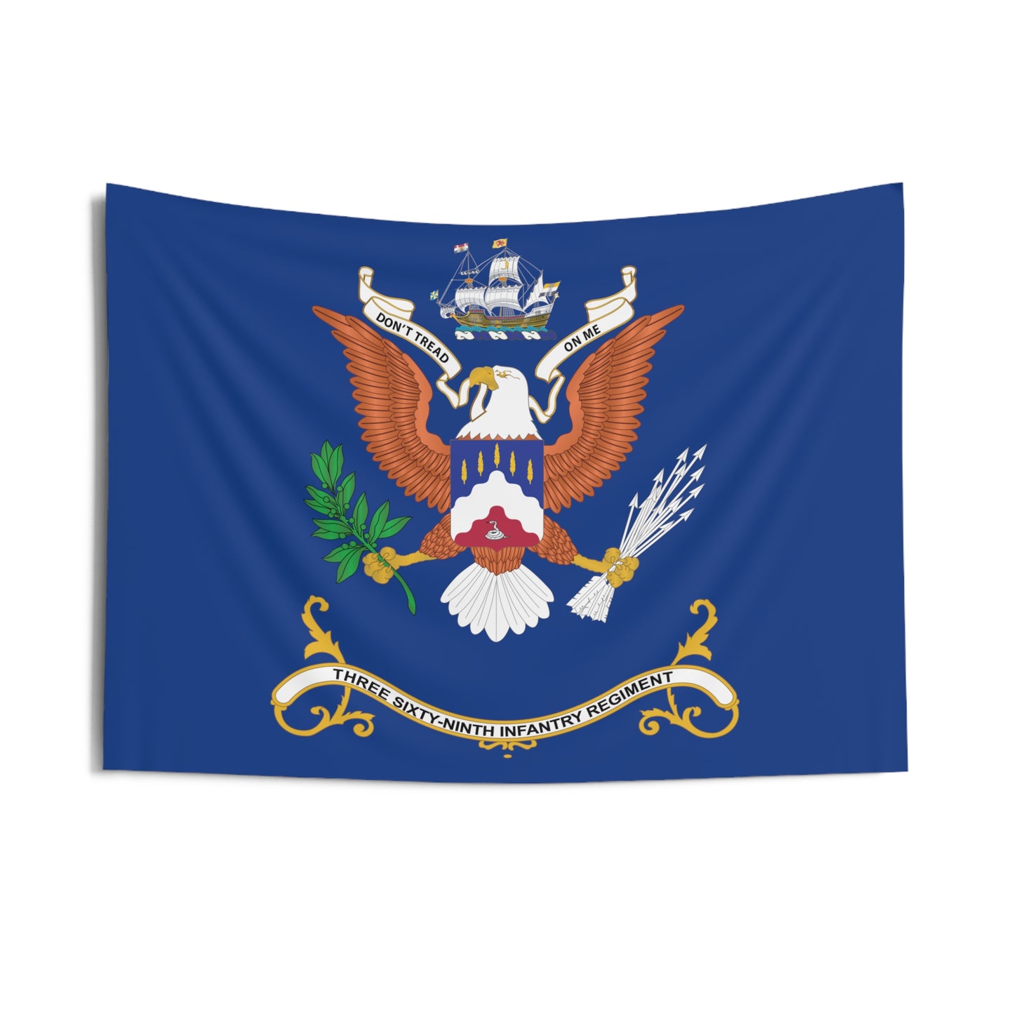 Indoor Wall Tapestries - 369th Infantry Regiment - Don't Tread On Me - "Harlem Hellfighters" - Regimental Colors Tapestry