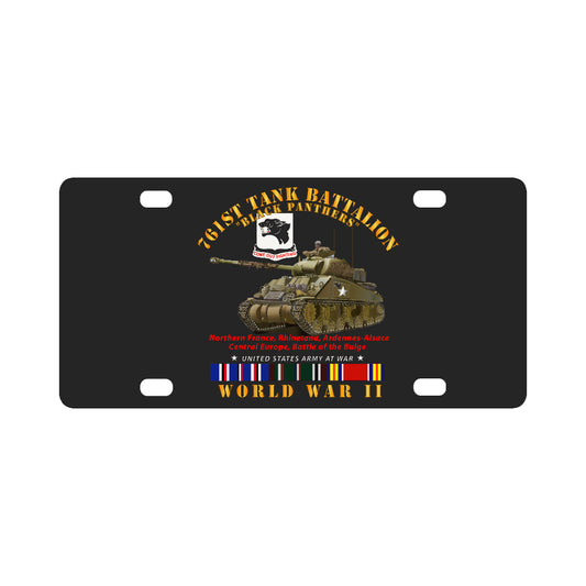 Army - 761st Tank Battalion - Black Panthers - w Tank WWII  EU SVC Classic License Plate