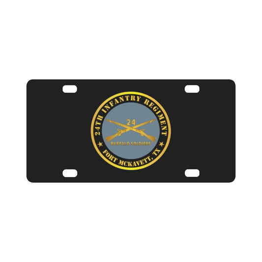 Army - 24th Infantry Regiment - Fort McKavett, TX - Buffalo Soldiers w Inf Branch Classic License Plate