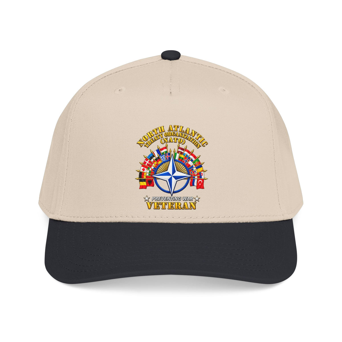 Mid Profile Baseball Cap - NATO - Polished NATO Veteran - with flags - 3D - Transparent