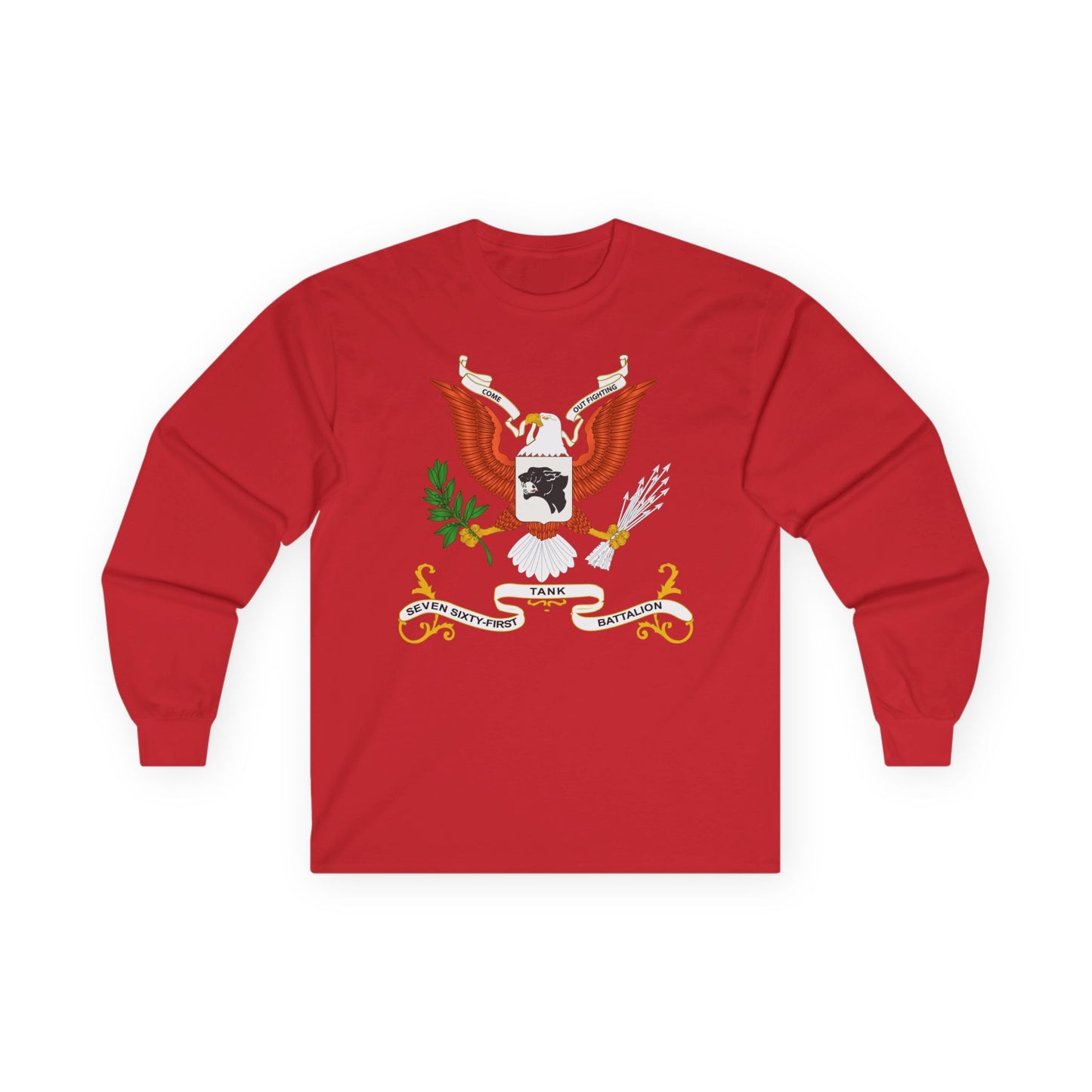 Long Sleeve Tee - Army - Regimental Colors - 761st Tank Battalion - Come Out Fighting