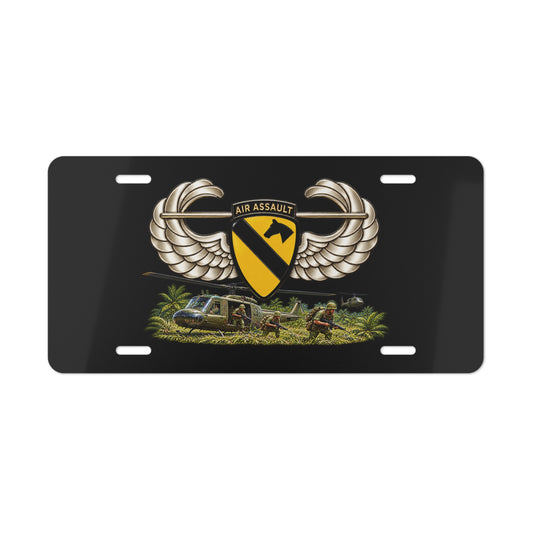 Vanity License Plate - 1st Cavalry Division w Air Assault Tab on Airborne Badge with Air Assault Scene - 3D - Transparent