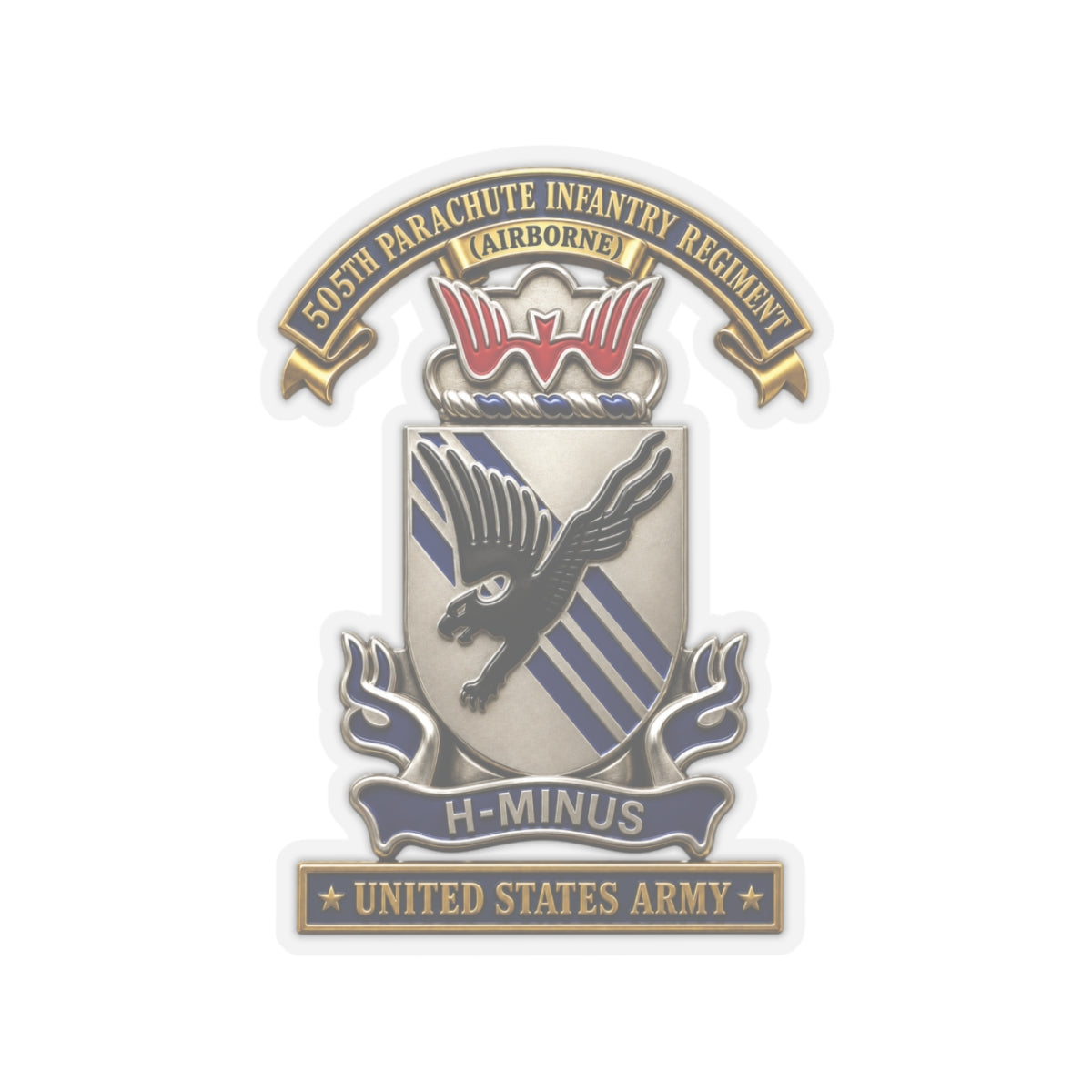 Kiss-Cut Stickers - Army - 505th Parachute Infantry Regiment (PIR) - DUI - United States Army - 3D - Enhanced