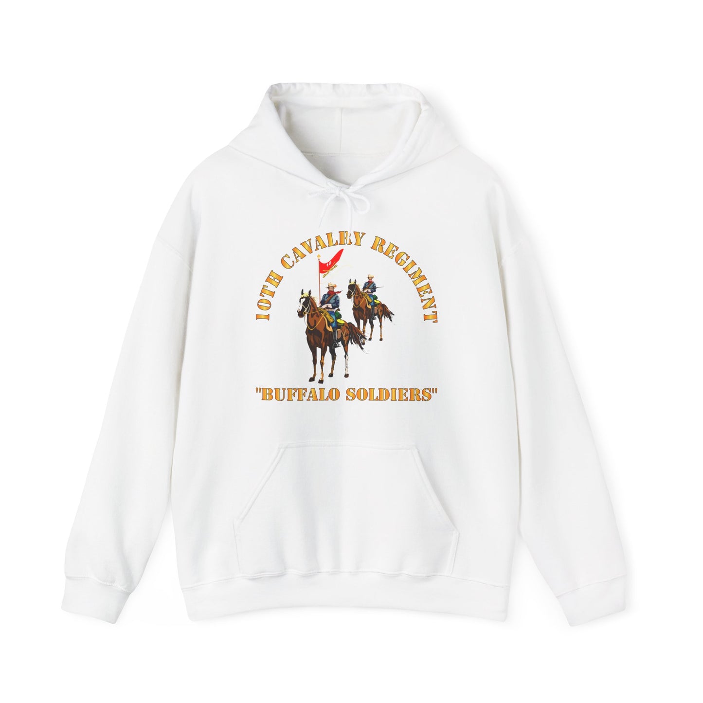 Unisex Heavy Blend Hooded Sweatshirt - Army - 10th Cavalry Regiment w Cavalrymen - Buffalo Soldiers