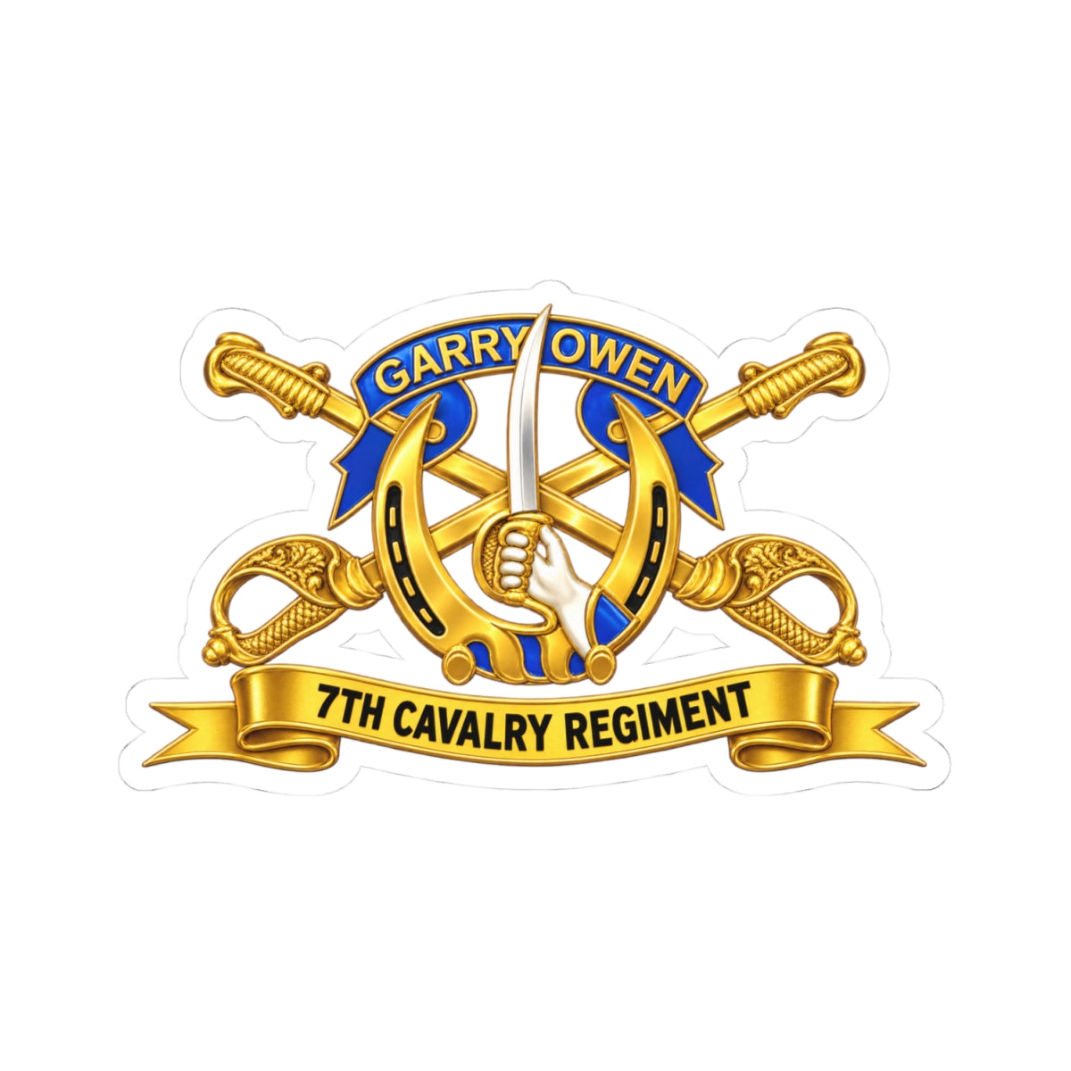 Kiss-Cut Stickers - 7th Cavalry Regiment - DUI, Br, Ribbon wo Scene - 3D - Transparent
