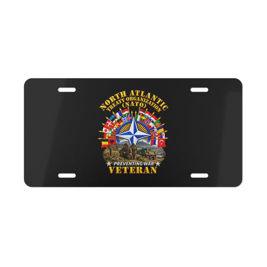Vanity License Plate - NATO - Polished NATO Veteran - with flags - Military Scene - 3D - Transparent