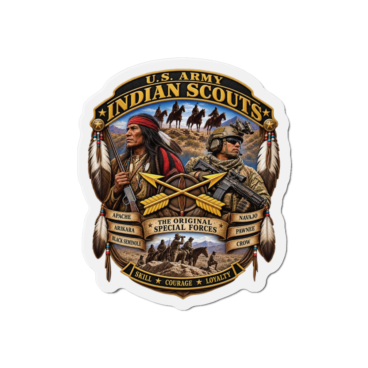 Die-Cut Magnets — United States Indian Scouts (USS) - Original Special Forces - 3D - Enhanced