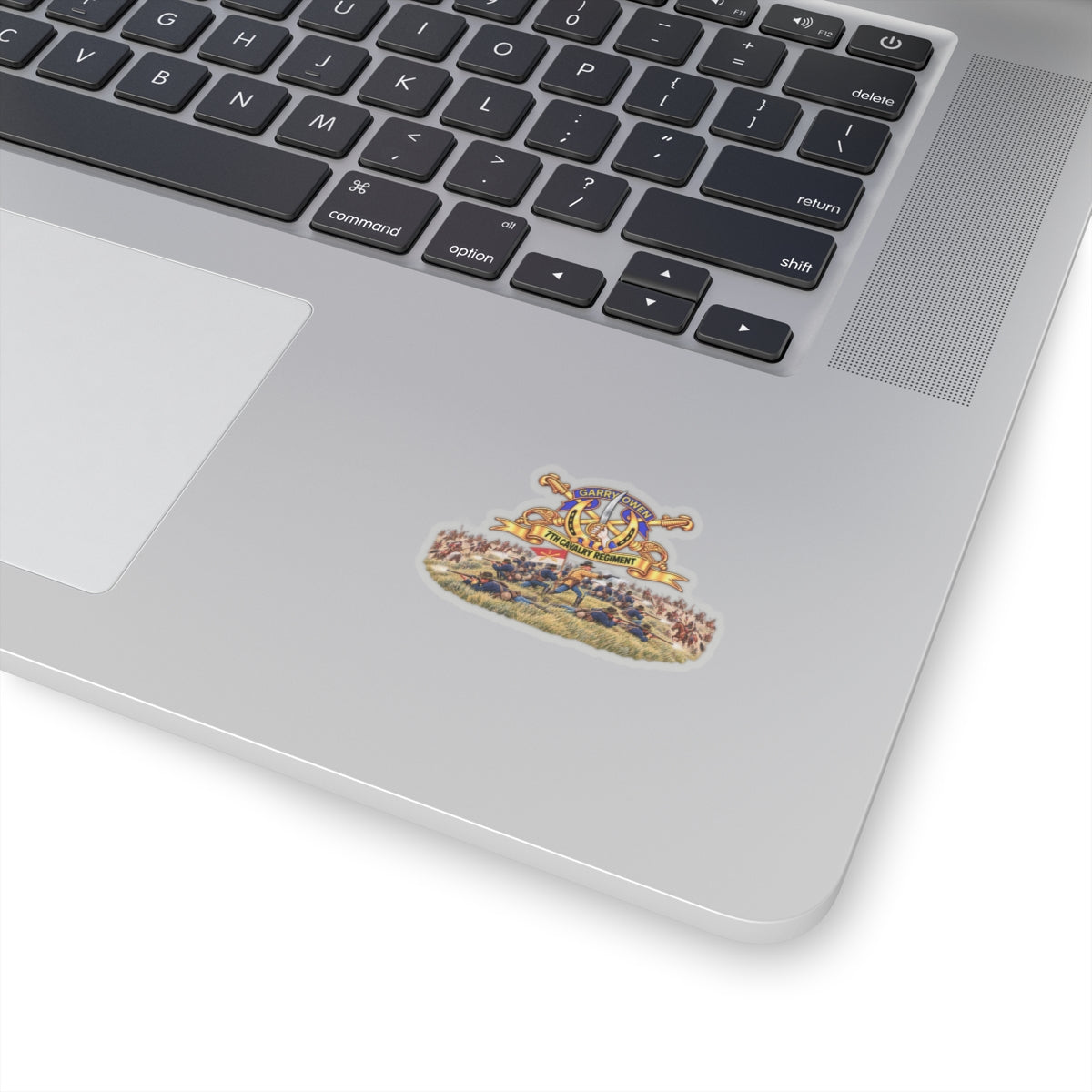 Kiss-Cut Stickers - 7th Cavalry Regiment - DUI, Br, Ribbon w  Battle of Little Big Horn Scene - 3D - Transparent