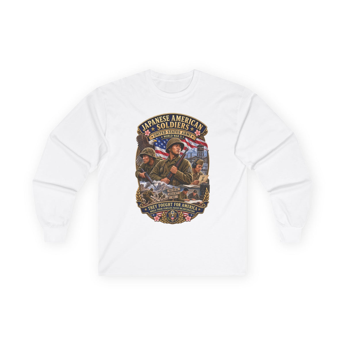 Unisex Ultra Cotton Long Sleeve Tee - Japanese American WWII Soldiers - 3D - Enhanced