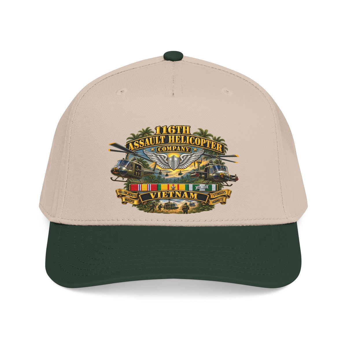 Mid Profile Baseball Cap - Army - 116th Assault Helicopter Co w  Aviator Badge w VN SVC - HORNETS - 3D - Enhanced