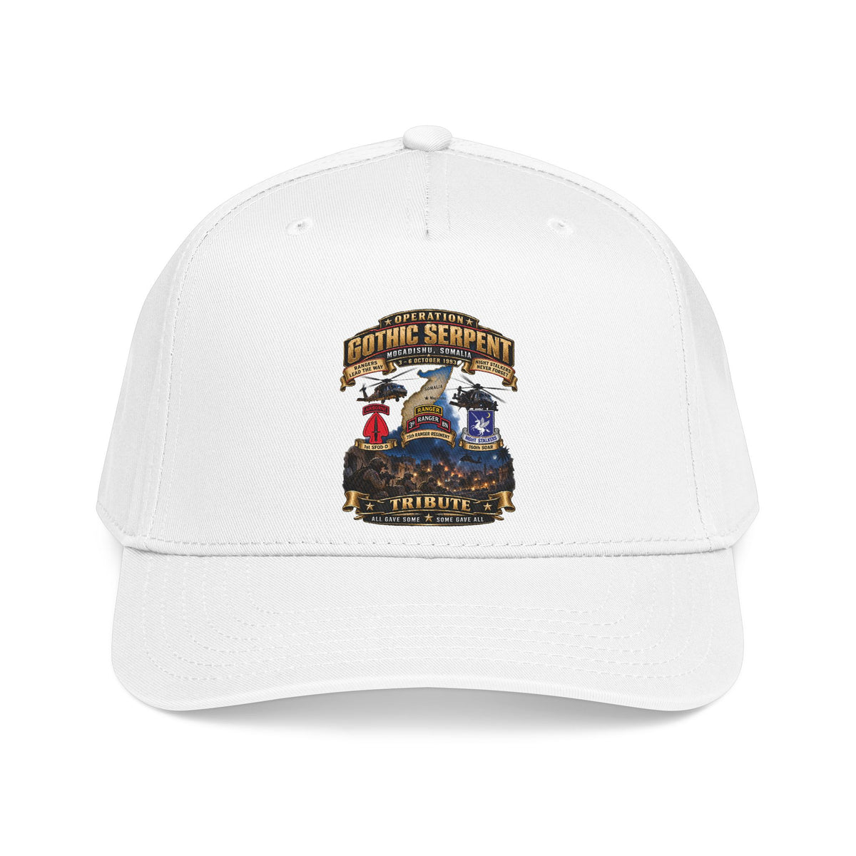 Mid Profile Baseball Cap - Operation Gothic Serpent - Mogadishi, Somalia - 3-6 Oct 1993 Tribute - 3D - Enhanced