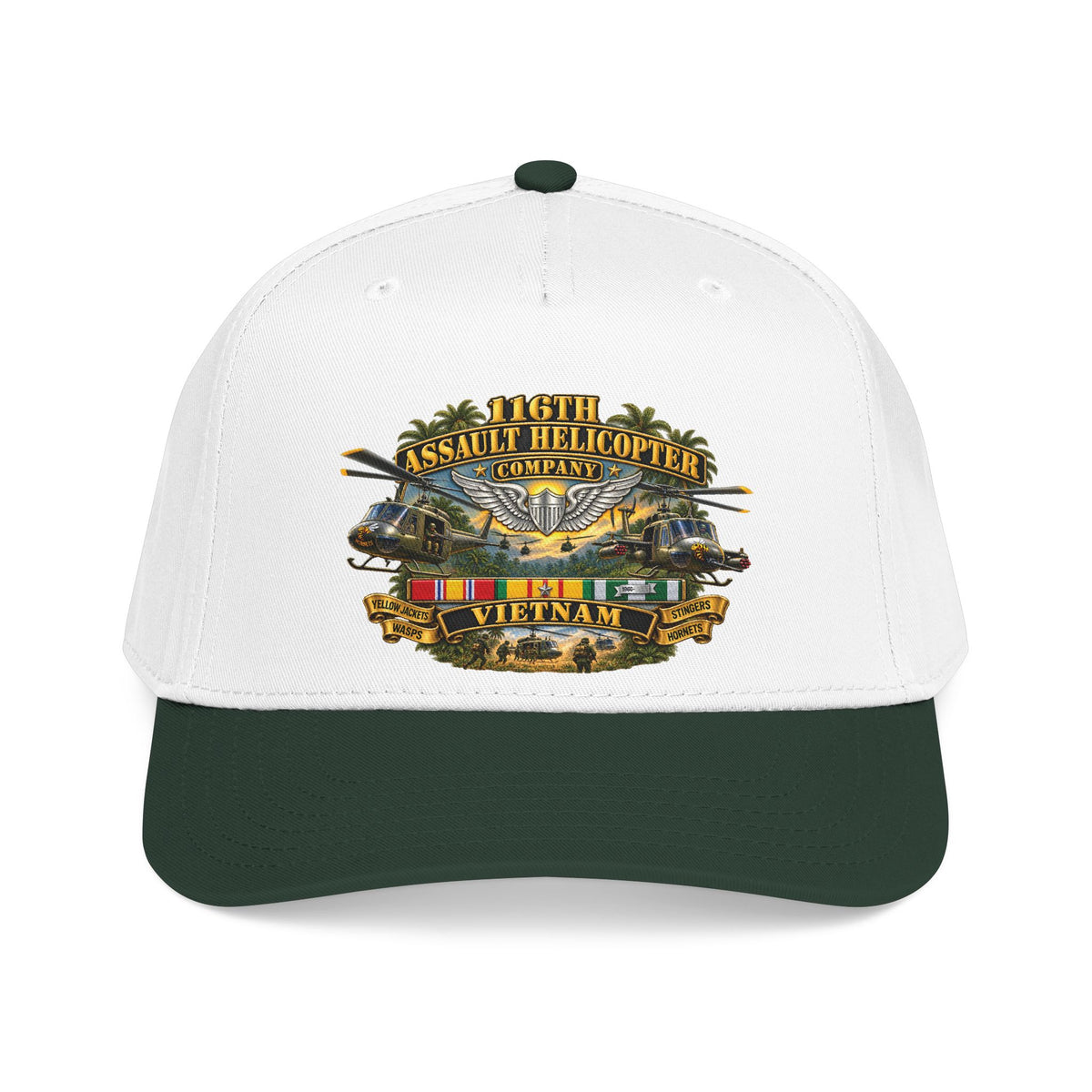 Mid Profile Baseball Cap - Army - 116th Assault Helicopter Co w  Aviator Badge w VN SVC - HORNETS - 3D - Enhanced