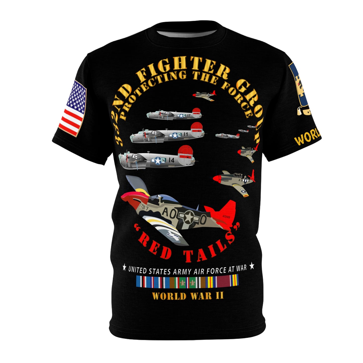 AOP - Army Air Corps - 332nd Fighter Group - Red Tails - Protect Force with WWII Service Ribbons and At War