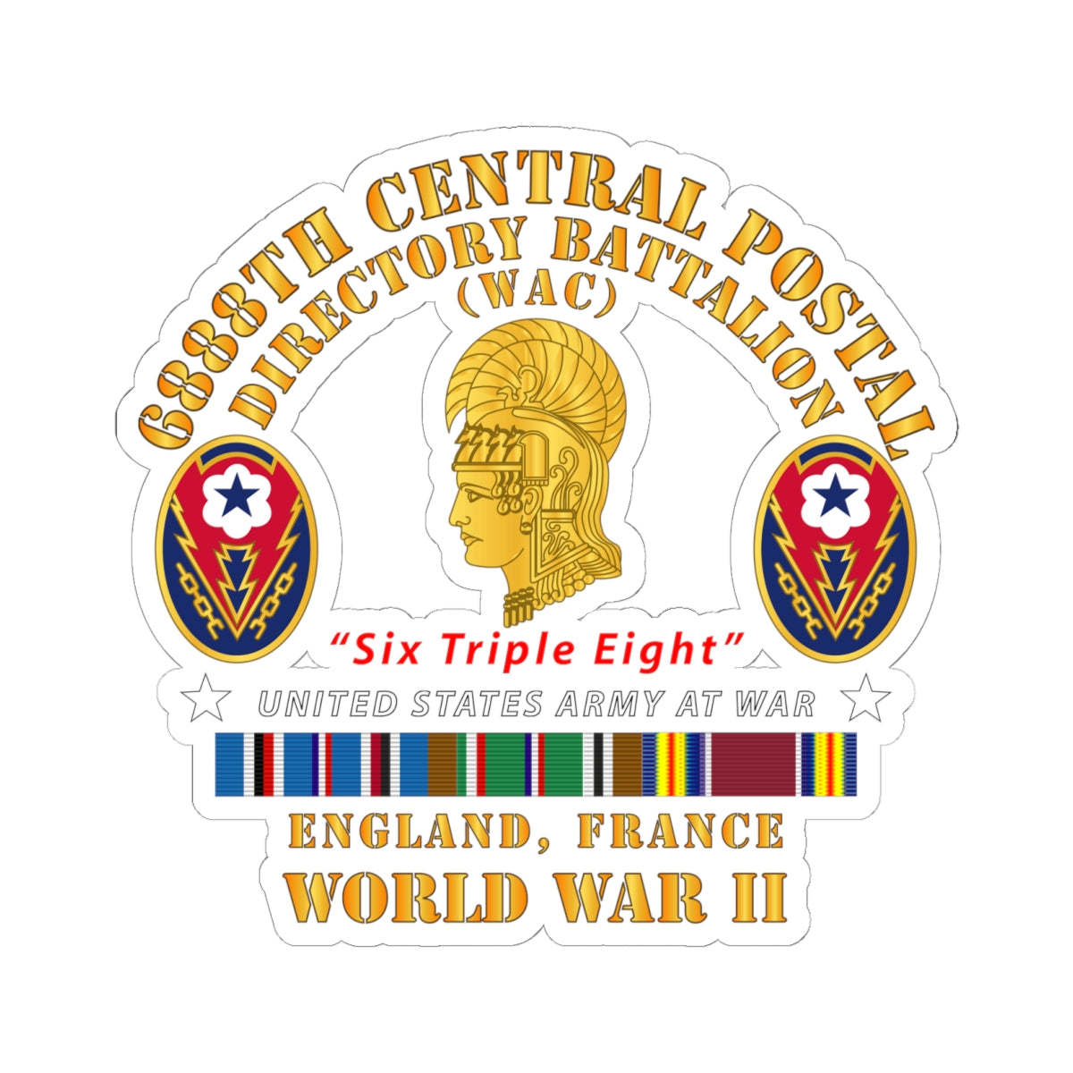 Kiss-Cut Sticker - Army - 6888th Central Postal Directory Battalion - WWII w EU SVC