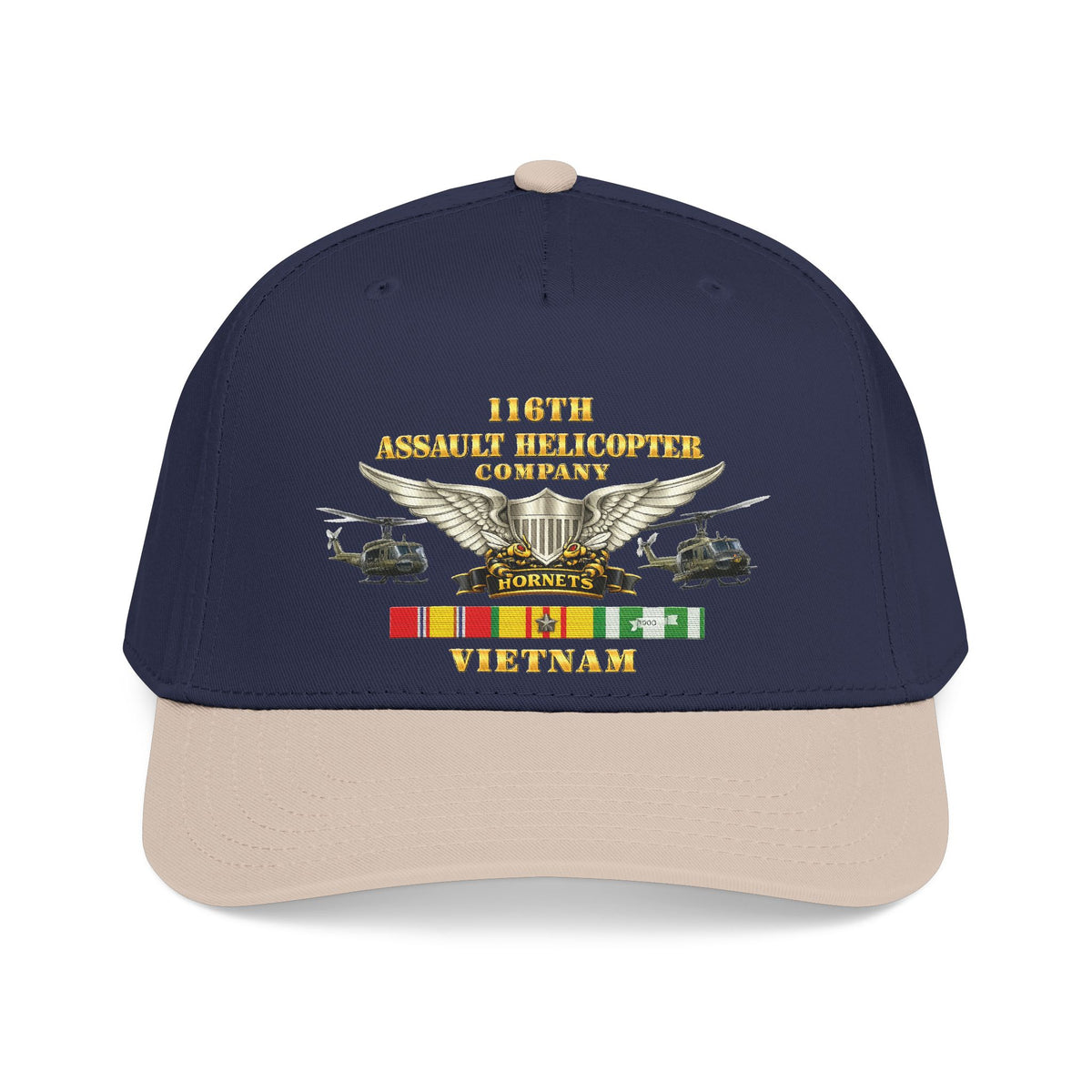 Mid Profile Baseball Cap - Army - 116th Assault Helicopter Co w  Aviator Badge w VN SVC - HORNETS - Side X Side - 3D - Enhanced