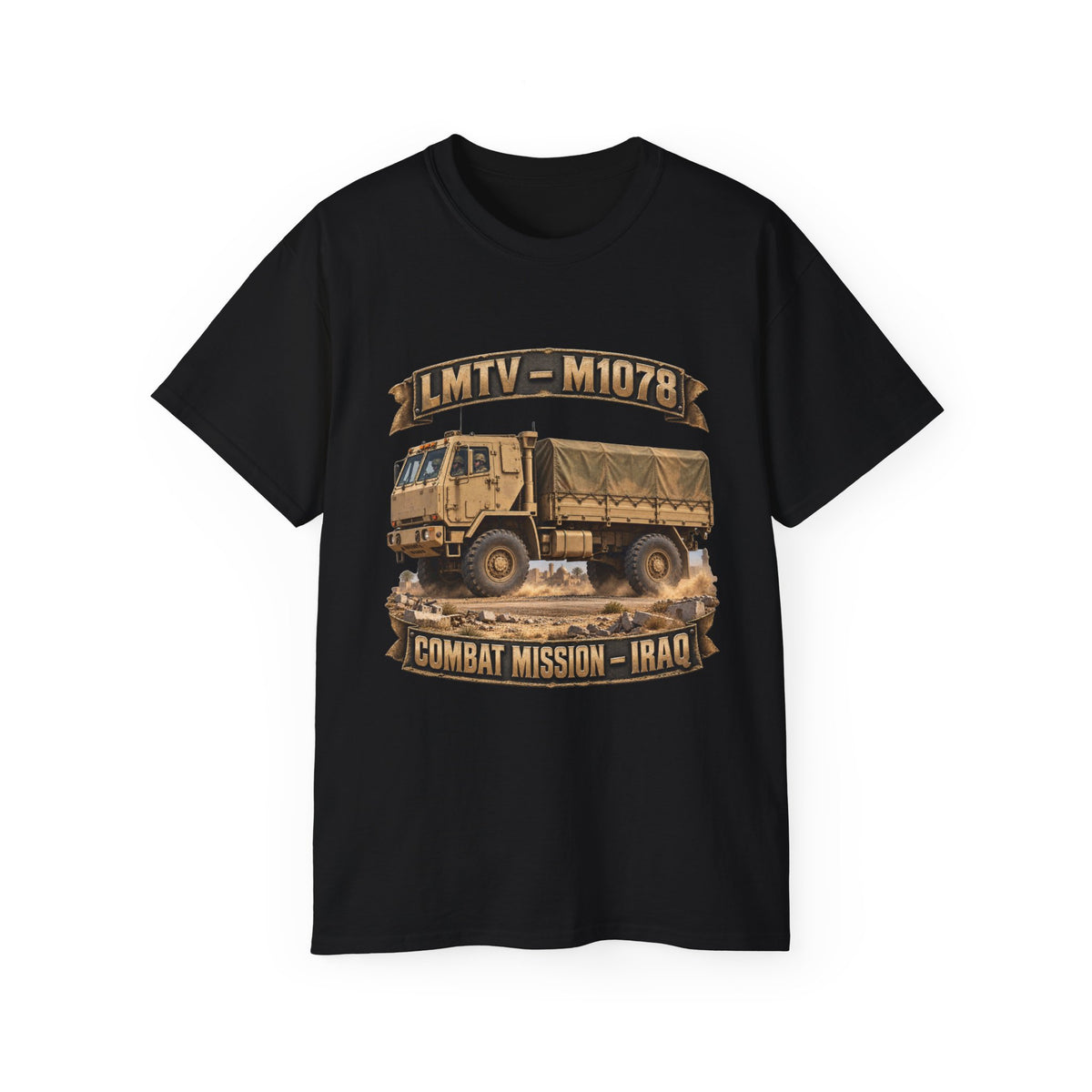Unisex Ultra Cotton Tee - Army - LMTV - 1078 - Combat Mission - Iraq - 3D - Enhanced