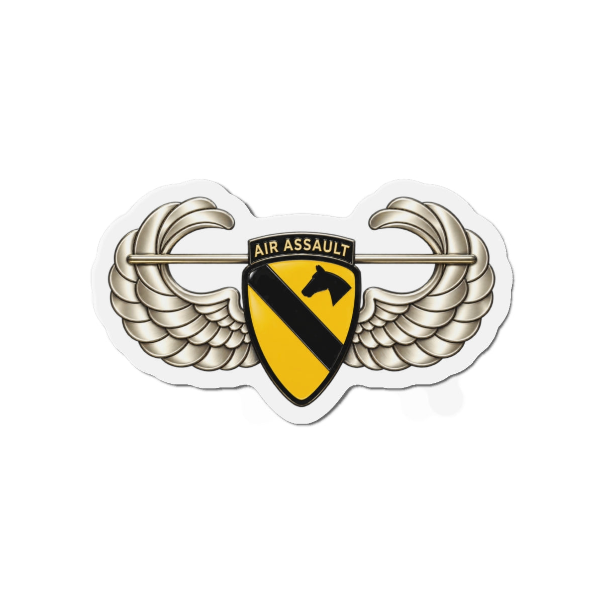 Die-Cut Magnets — 1st Cavalry Division w Air Assault Tab on Airborne Badge wo Txt - 3D - Transparent