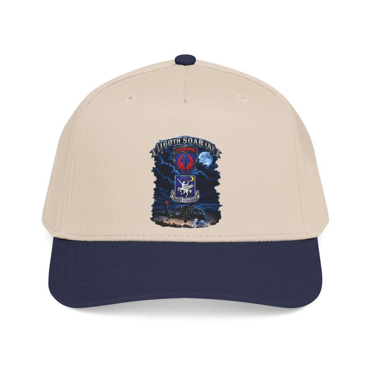 Mid Profile Baseball Cap - USASOAC - SSI, 160th Special Operations Regiment Airborne  DUI with Scene Blackhawk - 3D - Enhanced