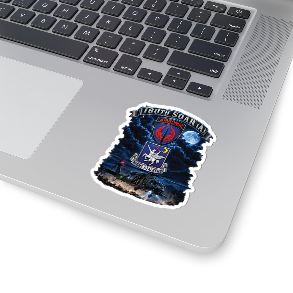 Kiss-Cut Stickers - USASOAC - SSI, 160th Special Operations Regiment Airborne  DUI with Scene Blackhawk - 3D - Enhanced