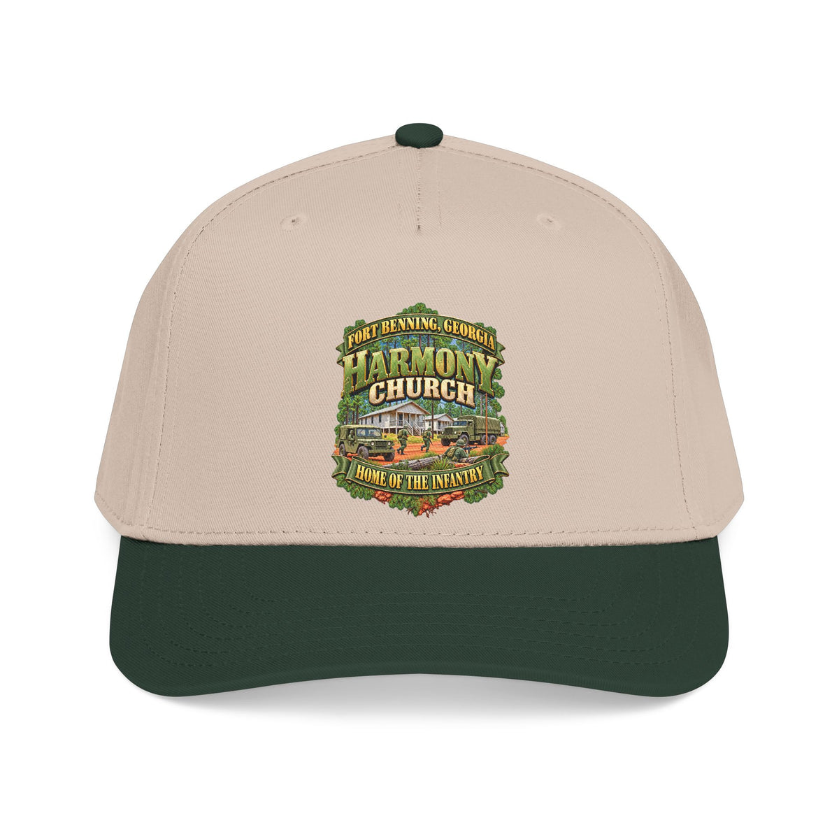 Mid Profile Baseball Cap - Fort Benning, Georgia, Harmony Church - Home of the Infantry - 3D - Enhanced