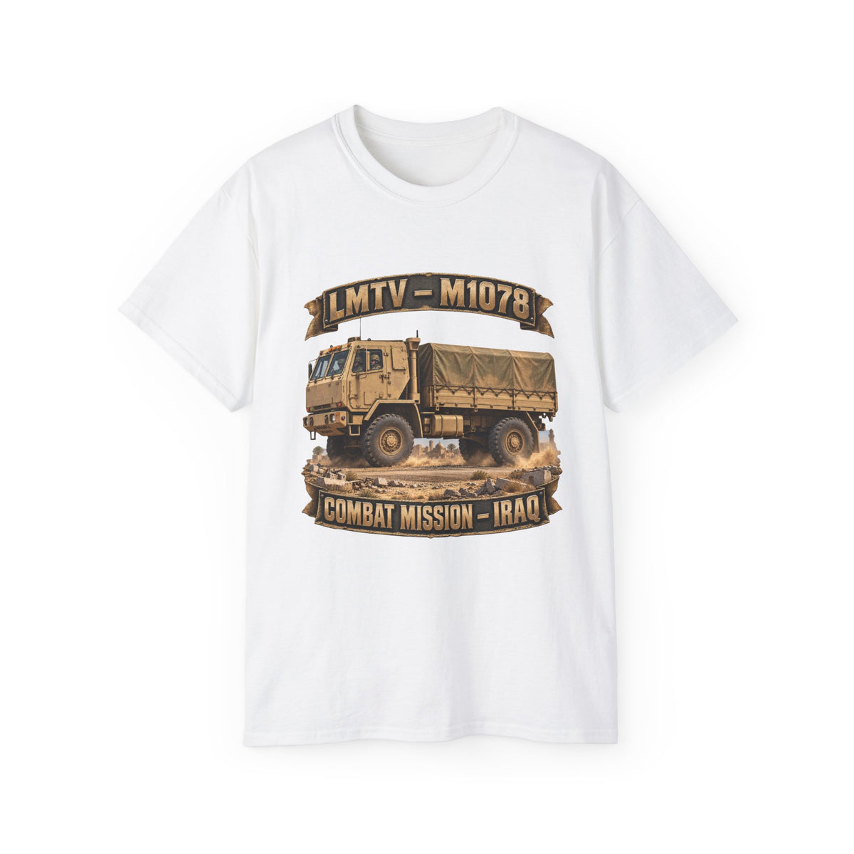 Unisex Ultra Cotton Tee - Army - LMTV - 1078 - Combat Mission - Iraq - 3D - Enhanced